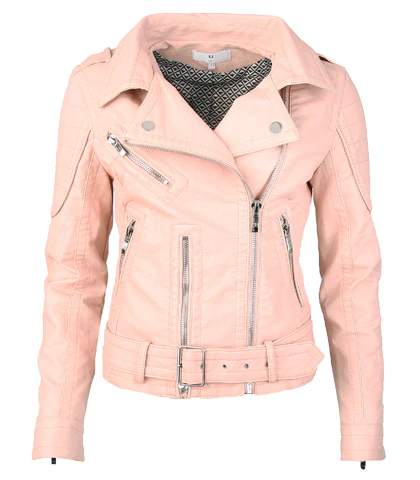 Damen Bikerjacke aus Kunstleder mit Gürtel D-21 - Image 3
