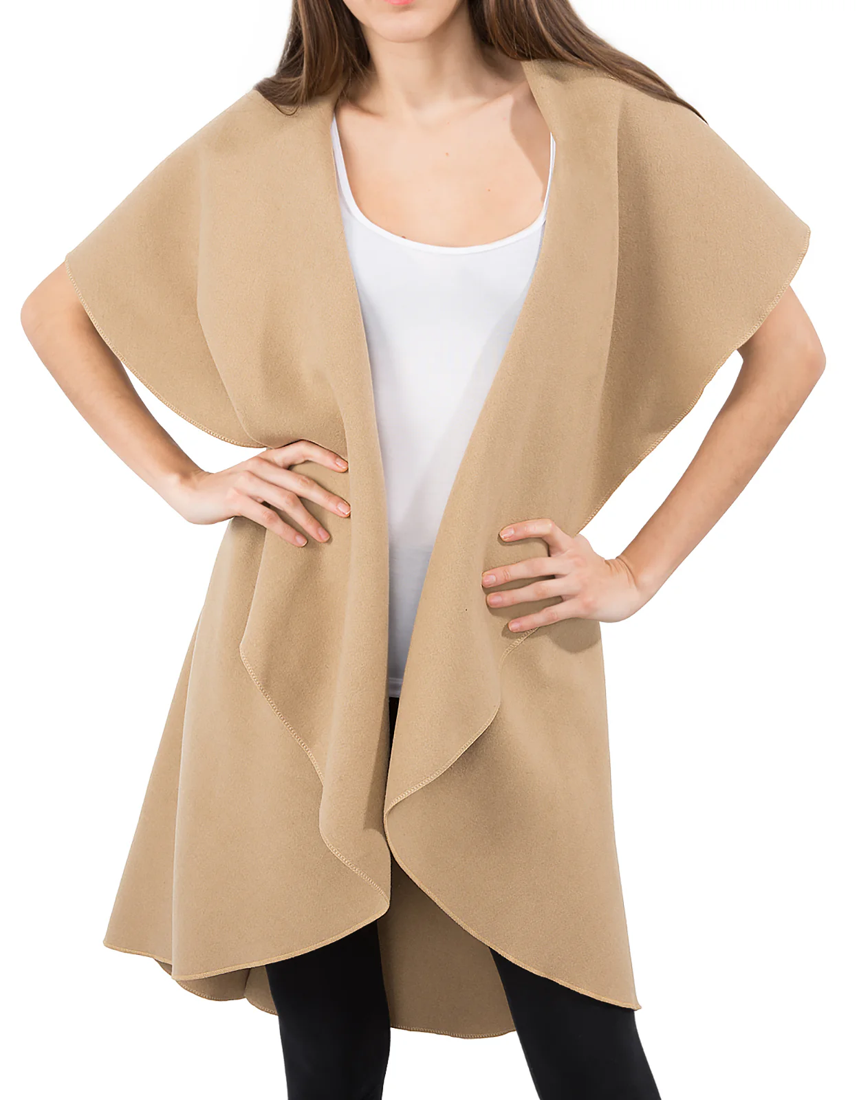 Damen Blogger Wasserfall Kragen Mantel D-150 - Image 2