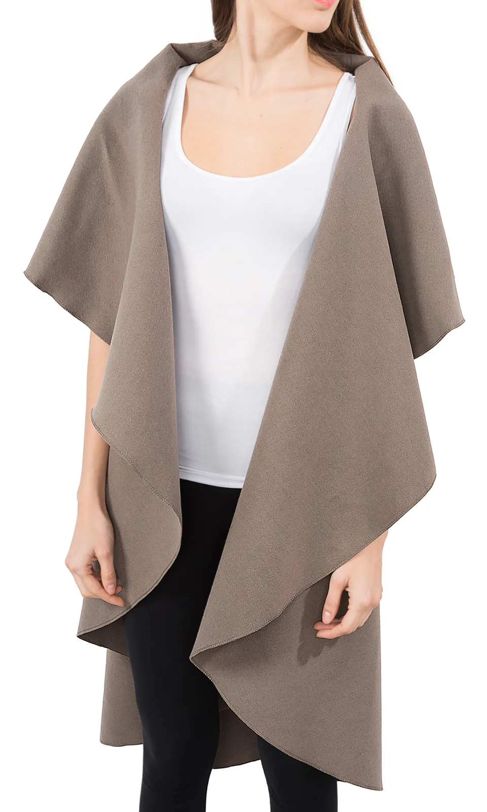 Damen Blogger Wasserfall Kragen Mantel D-150 - Image 4