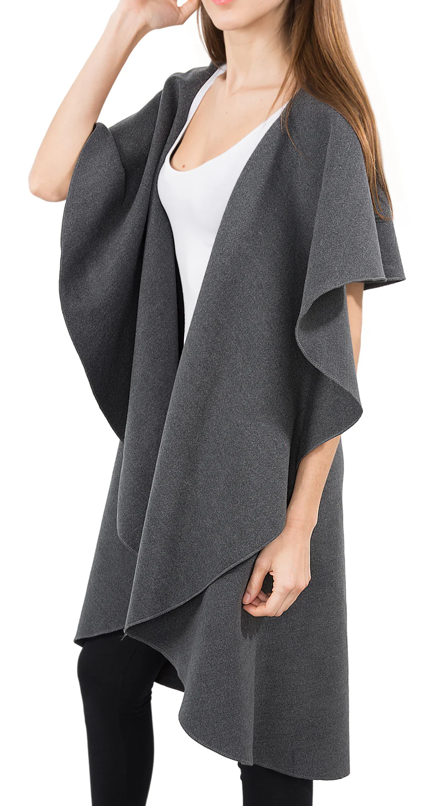 Damen Blogger Wasserfall Kragen Mantel D-150 - Image 5