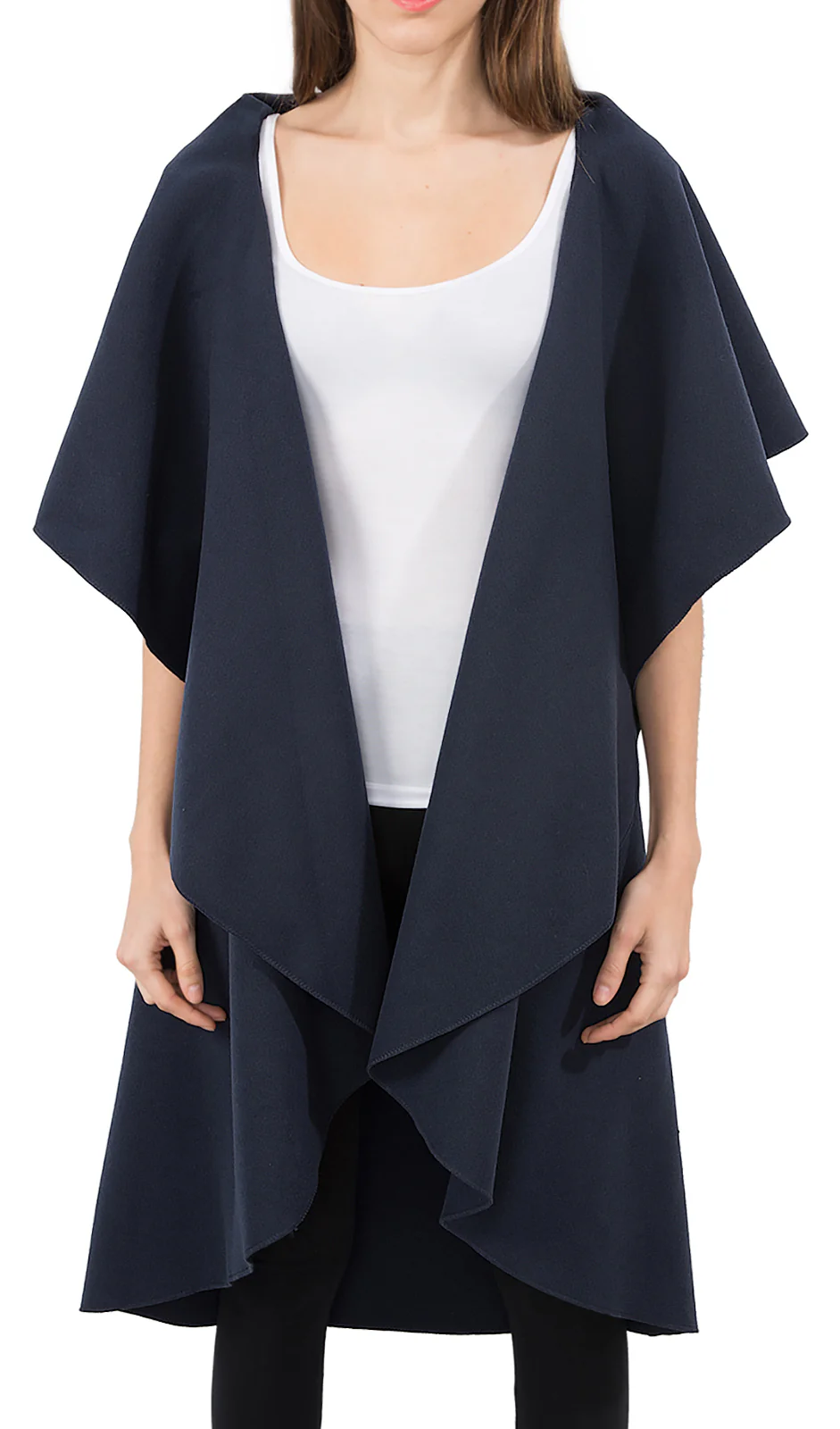 Damen Blogger Wasserfall Kragen Mantel D-150 - Image 6