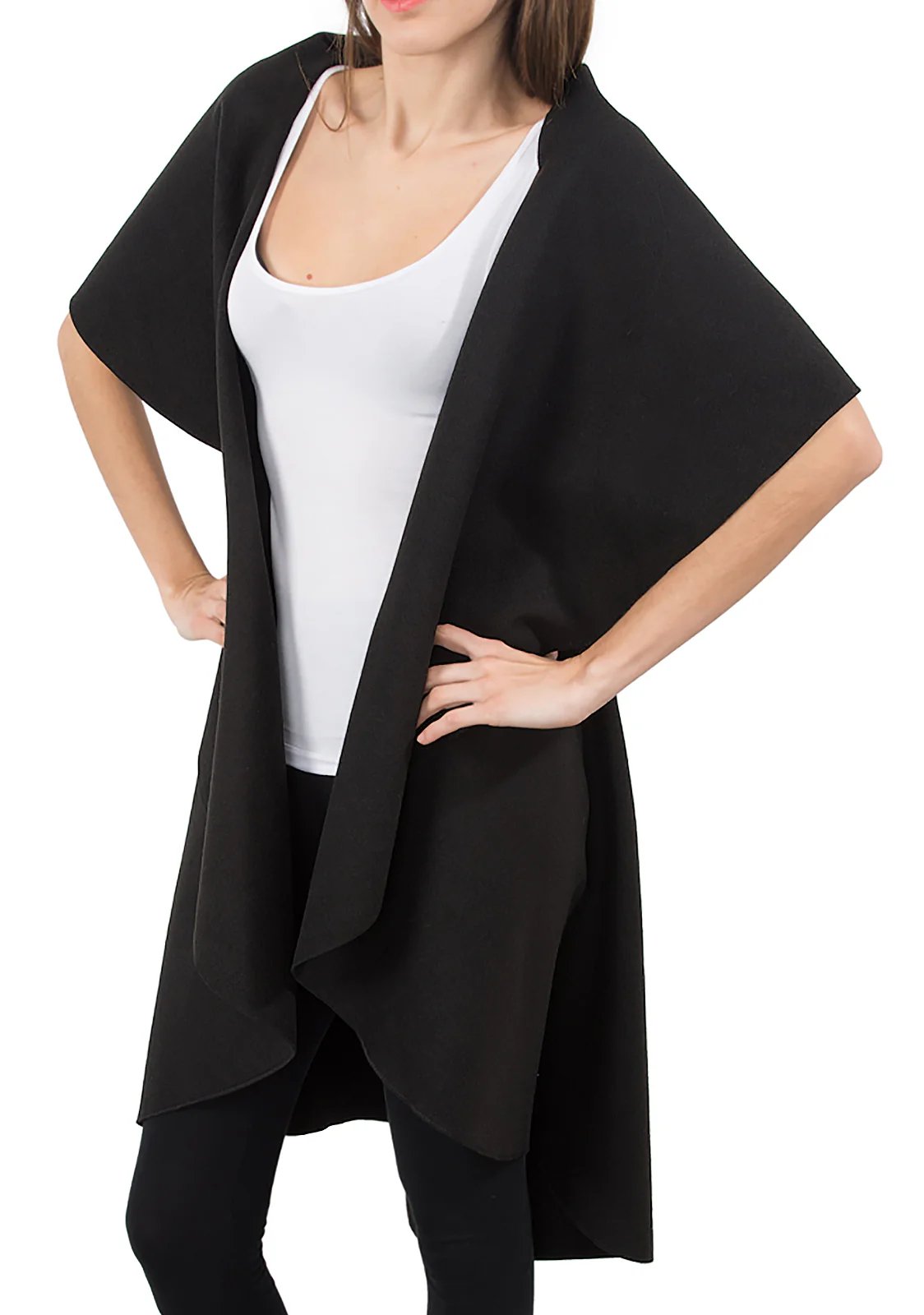 Damen Blogger Wasserfall Kragen Mantel D-150 - Image 7