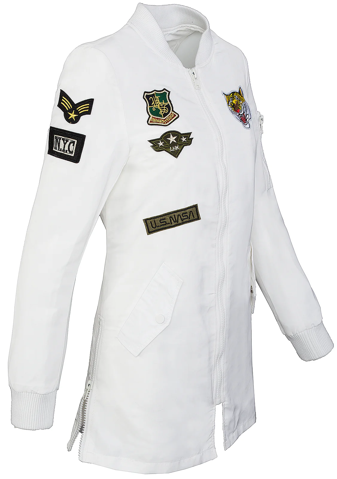 Damen Bomberjacke Army Patches Mantel D-184 - Image 5