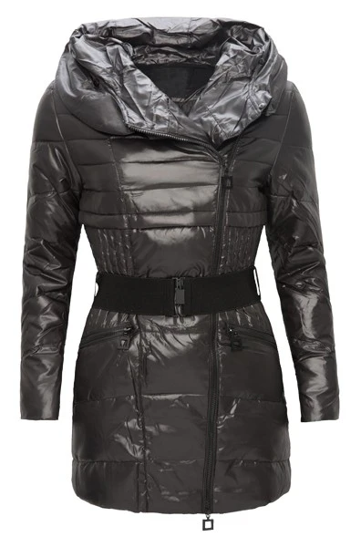 Damen Daunenjacke mit Kapuze Schwarz D-107