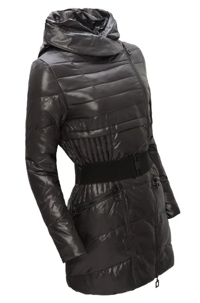 Damen Daunenjacke mit Kapuze Schwarz D-107 - Image 2