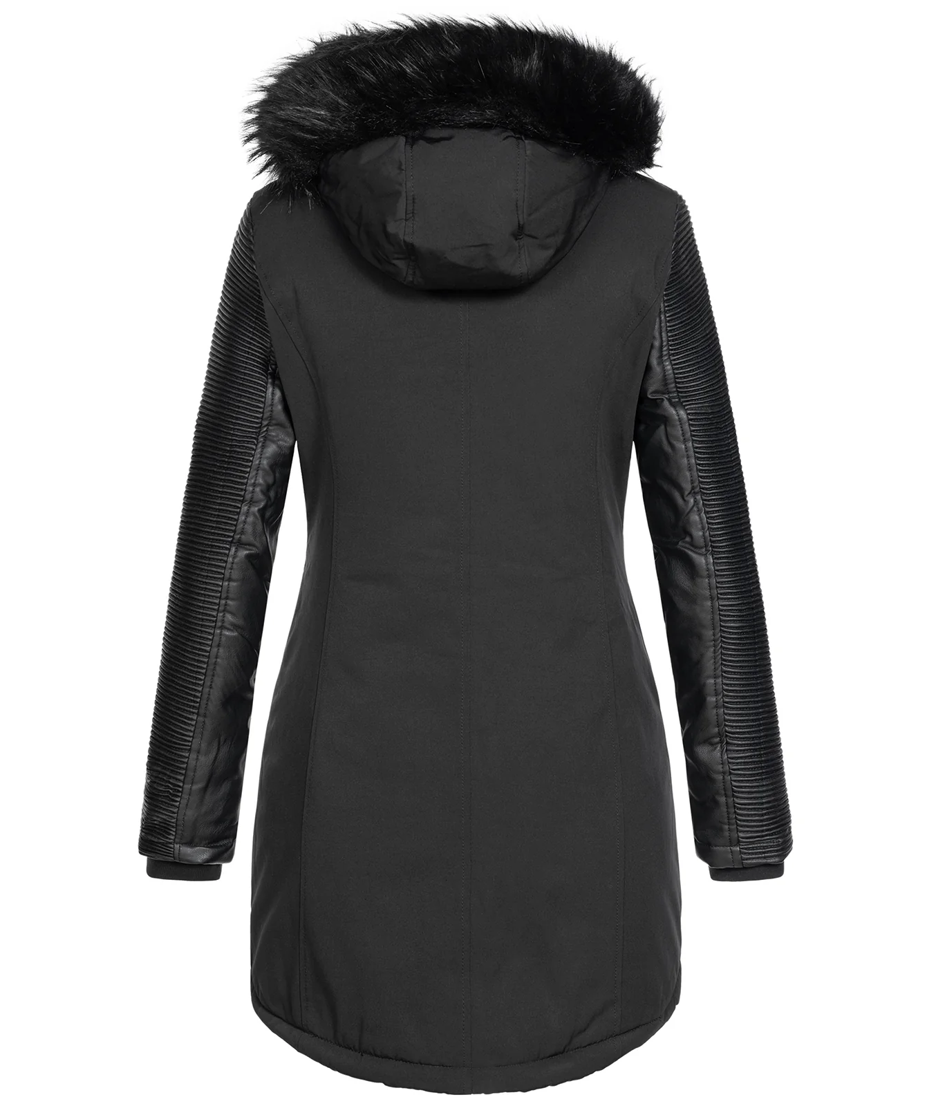 Damen Jacke Winterjacke Parka mit Kunstlederärmel D-347 - Image 3