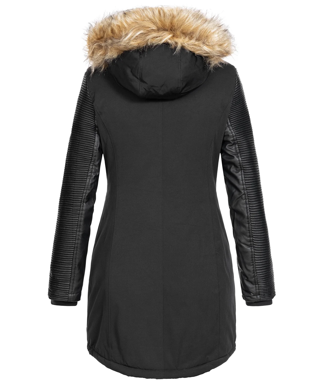 Damen Jacke Winterjacke Parka mit Kunstlederärmel D-347 - Image 6