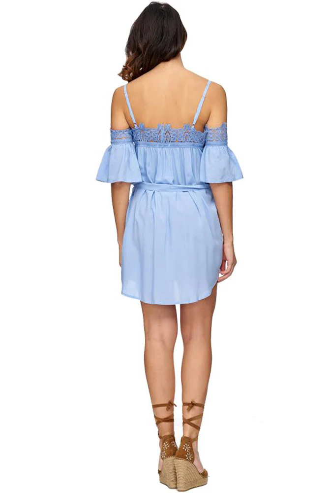 Damen Kleid Trägerkleid mit Spitzenbesatz D-320 - Image 4