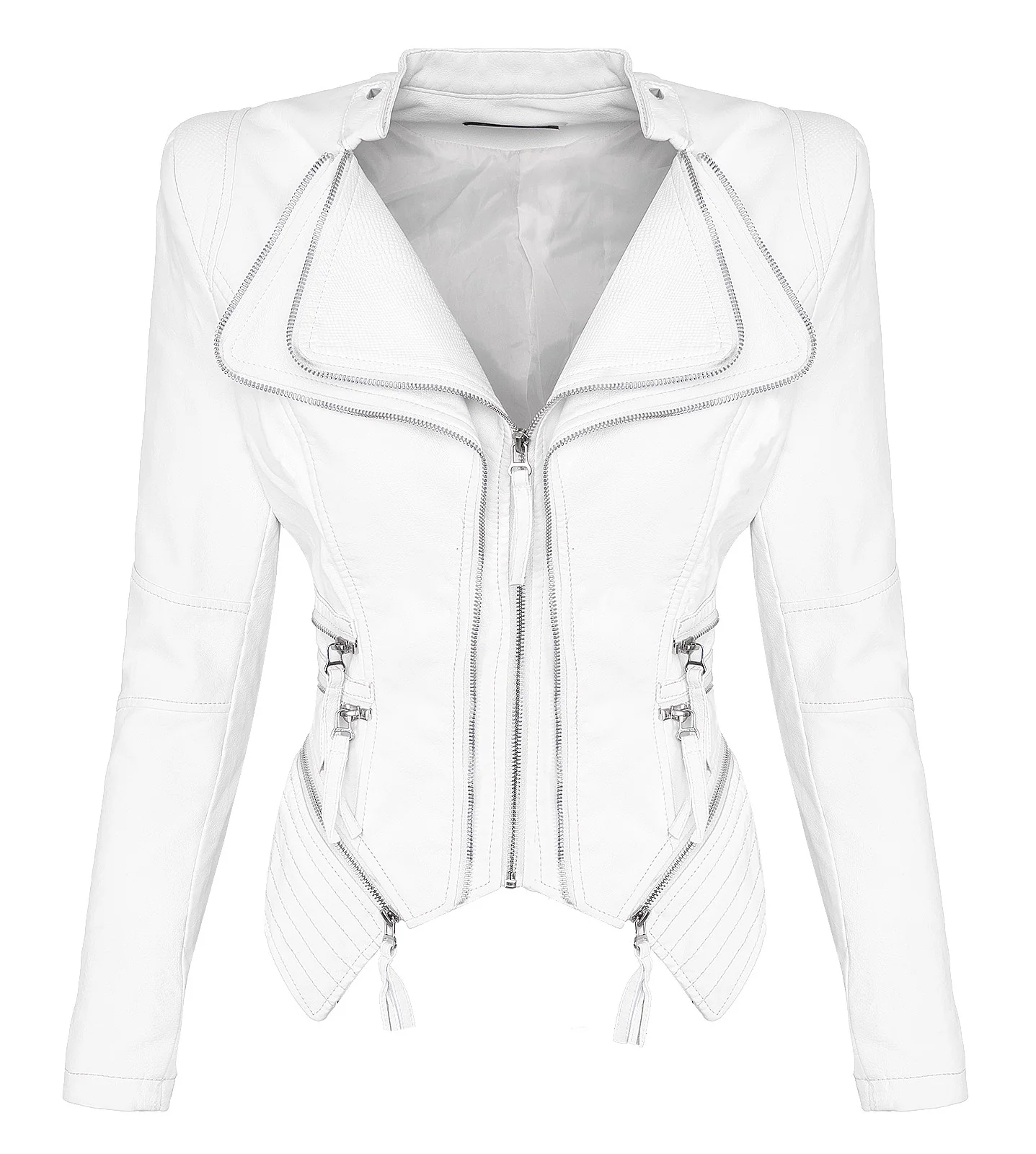 Damen Kunstleder Jacke Biker-Style D-305 - Image 11