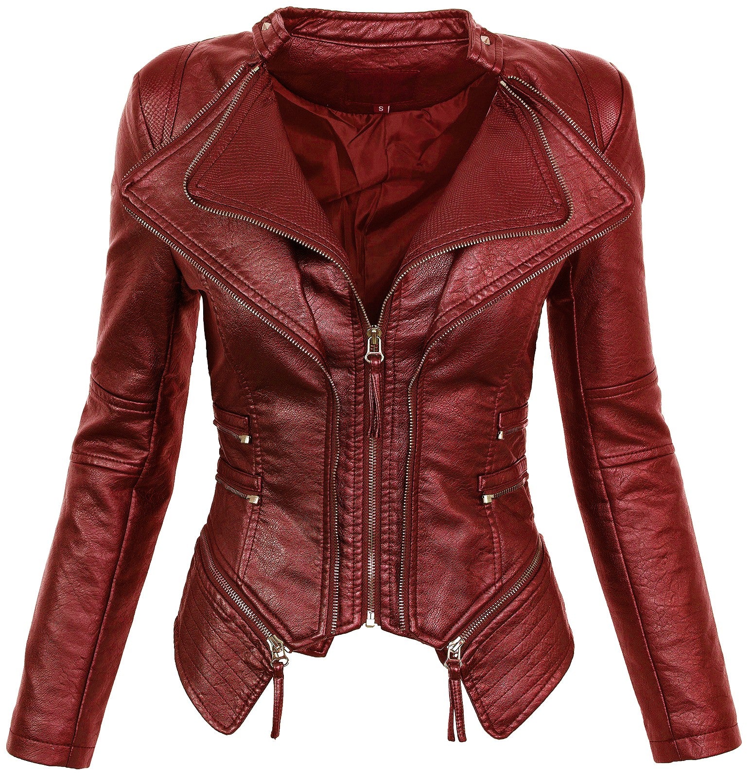 Damen Kunstleder Jacke Biker-Style D-305 - Image 12