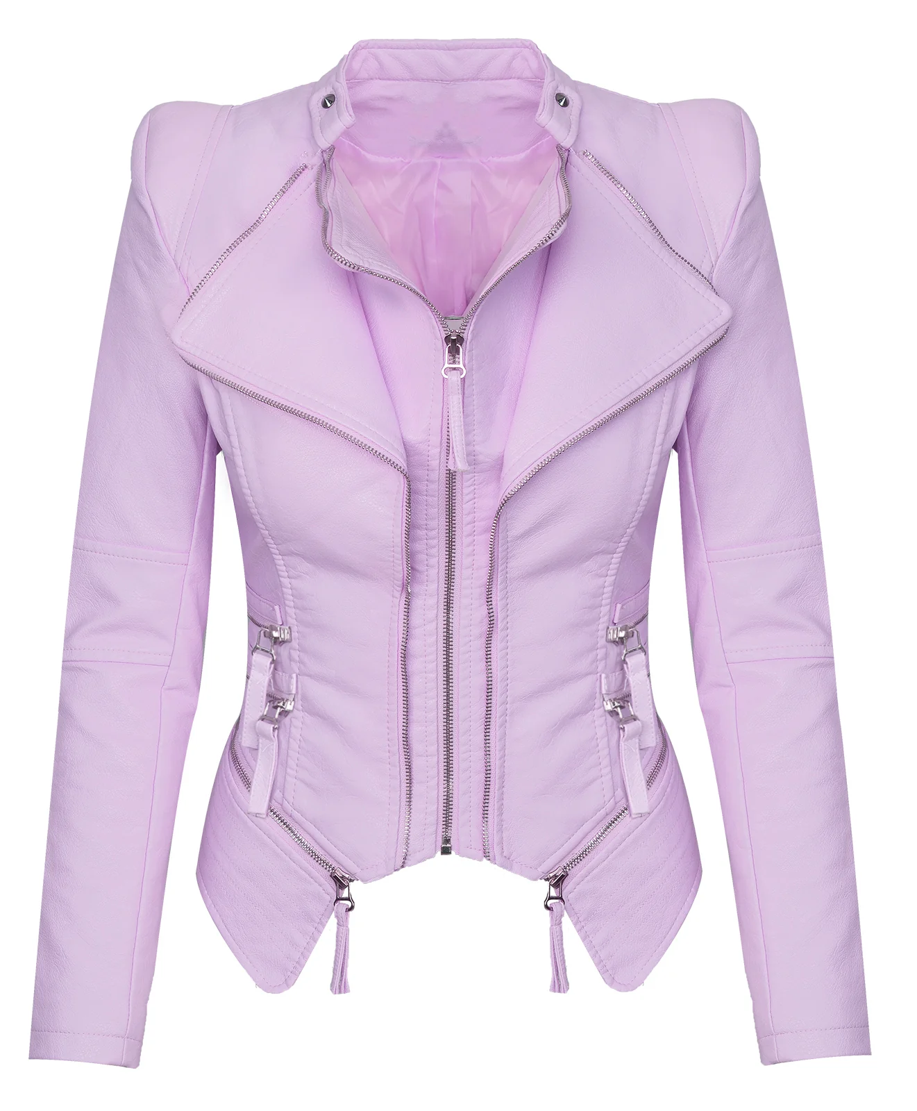 Damen Kunstleder Jacke Biker-Style D-305 - Image 13