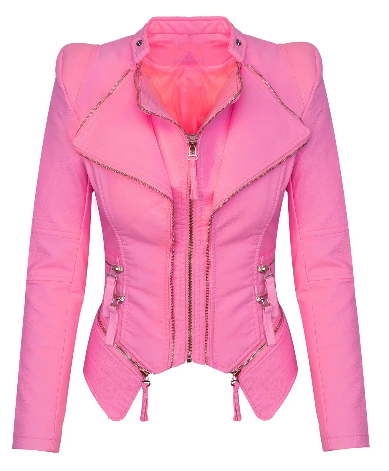 Damen Kunstleder Jacke Biker-Style D-305 - Image 14