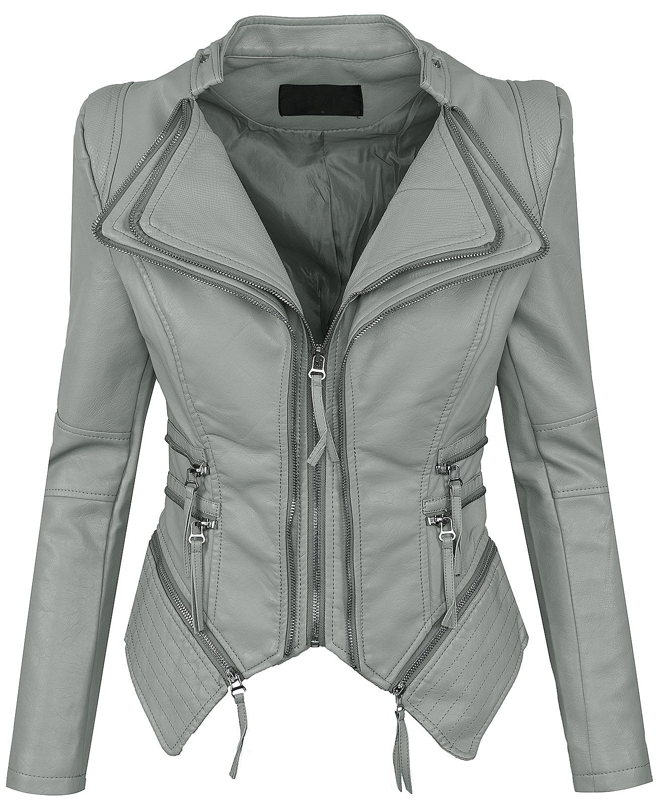 Damen Kunstleder Jacke Biker-Style D-305 - Image 4