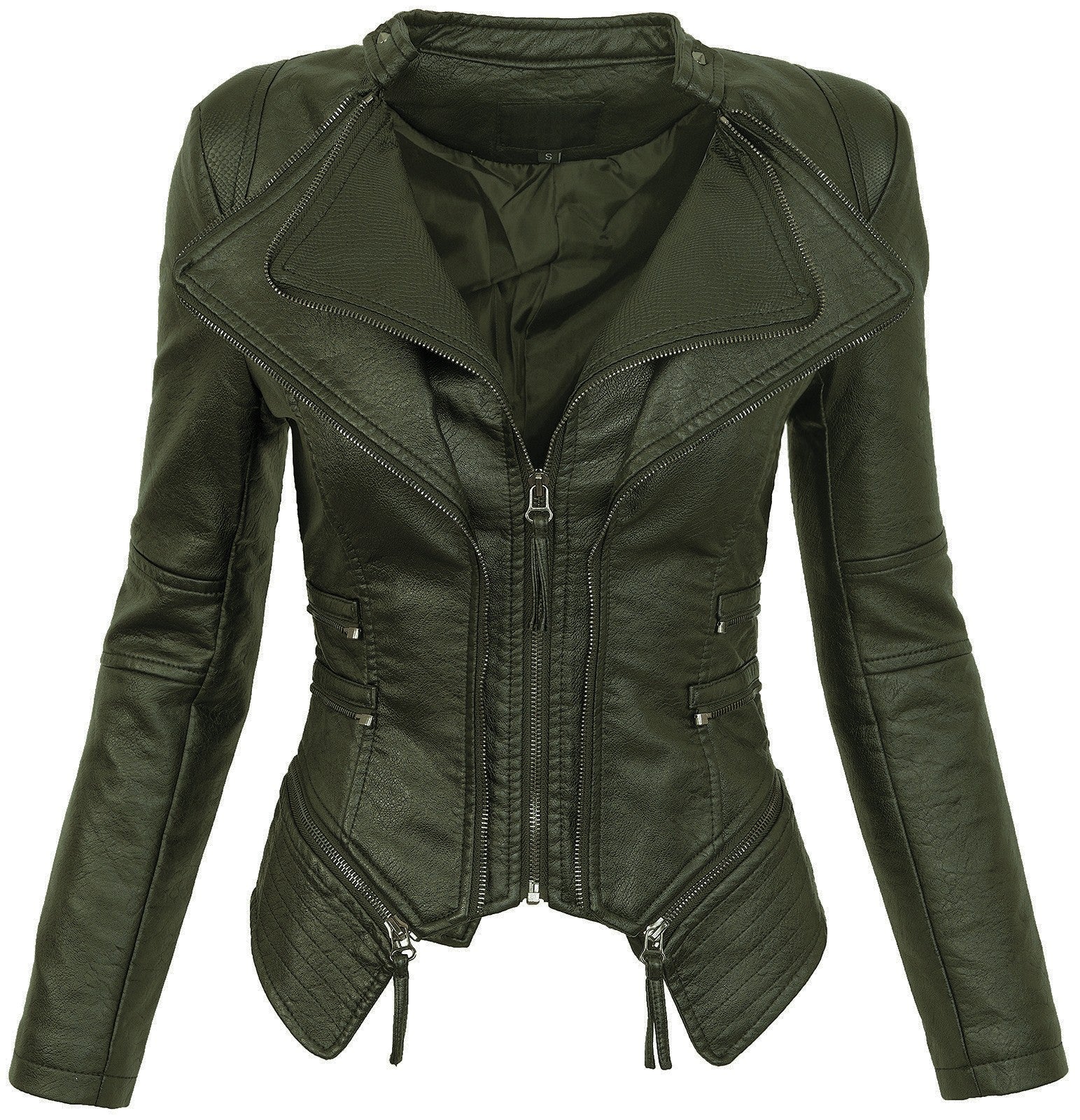 Damen Kunstleder Jacke Biker-Style D-305 - Image 5
