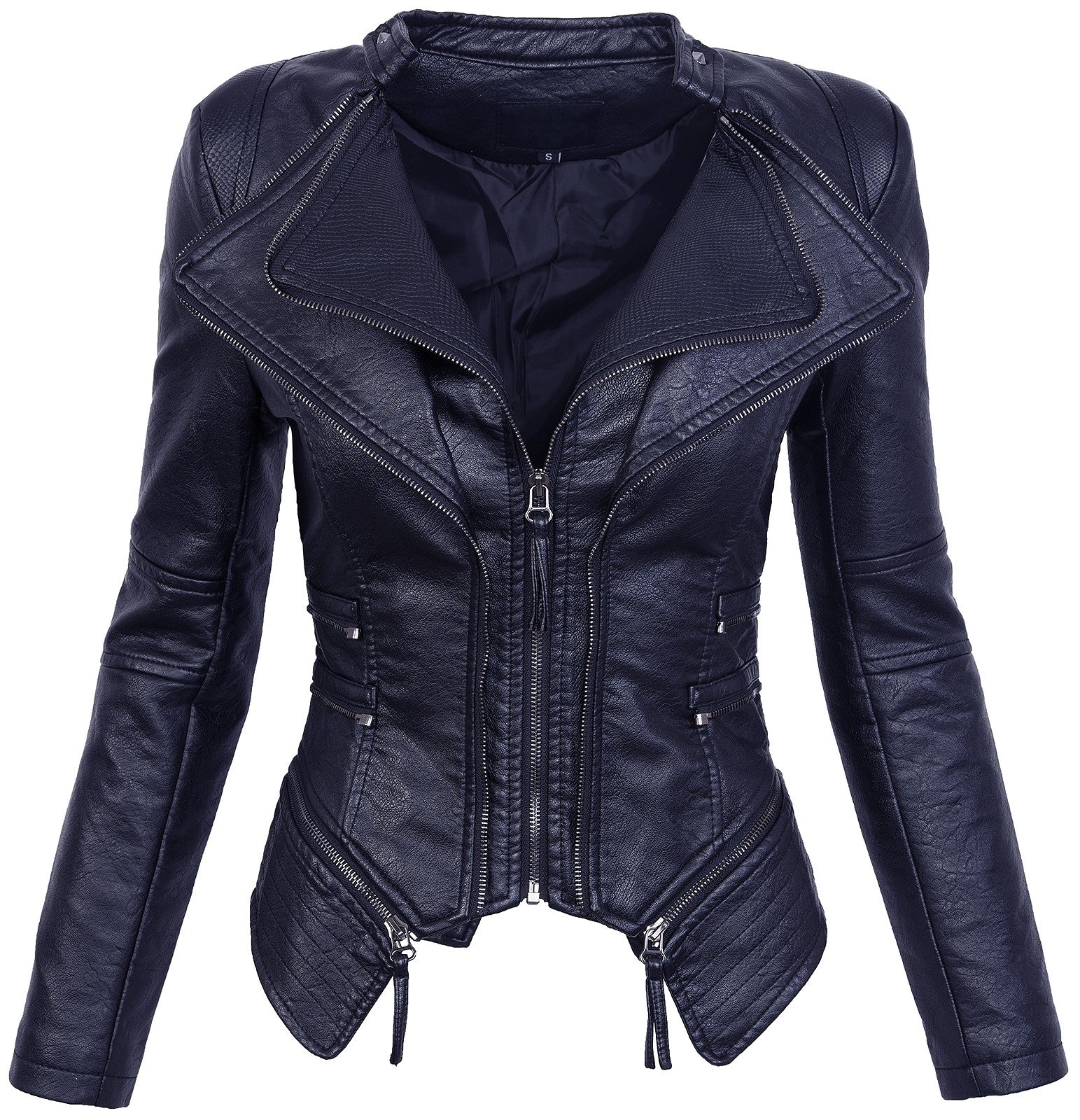 Damen Kunstleder Jacke Biker-Style D-305 - Image 6