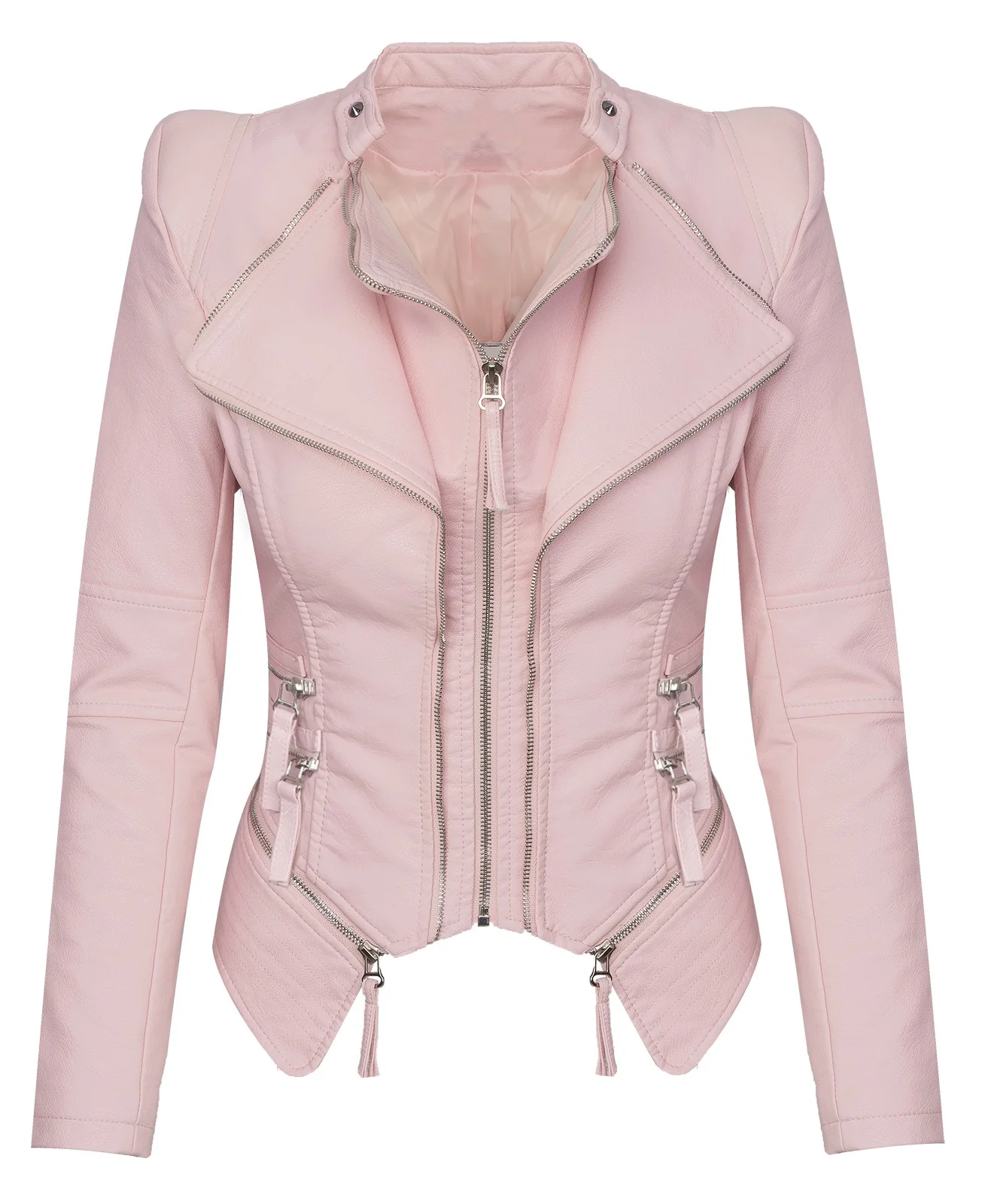 Damen Kunstleder Jacke Biker-Style D-305 - Image 7