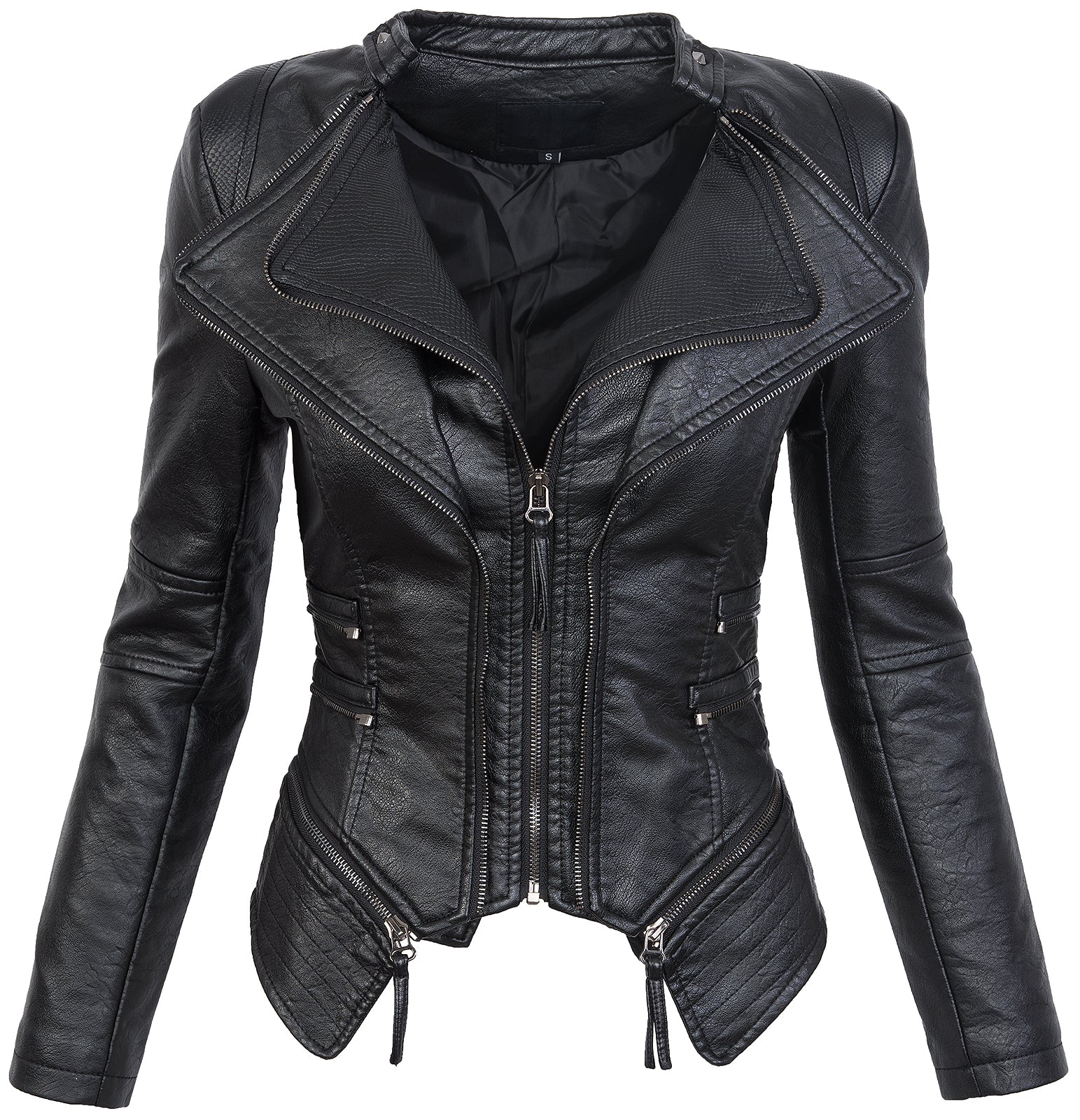 Damen Kunstleder Jacke Biker-Style D-305 - Image 8