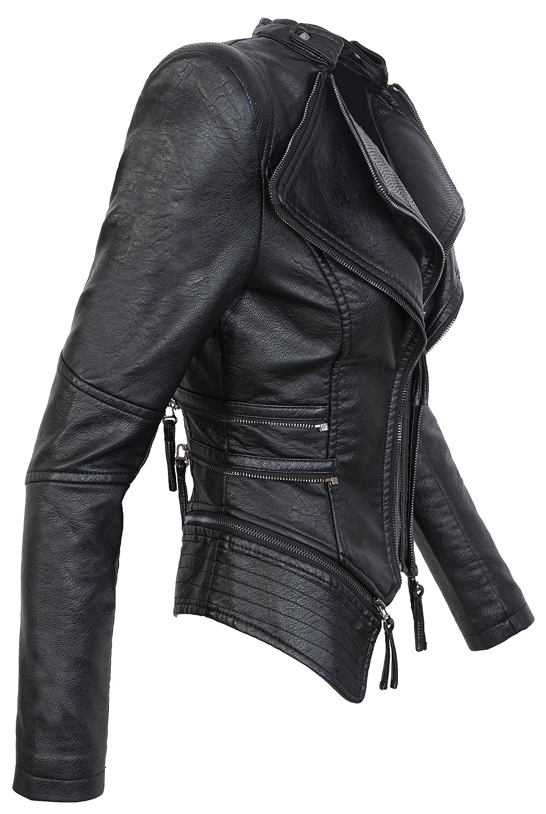 Damen Kunstleder Jacke Biker-Style D-305 - Image 9