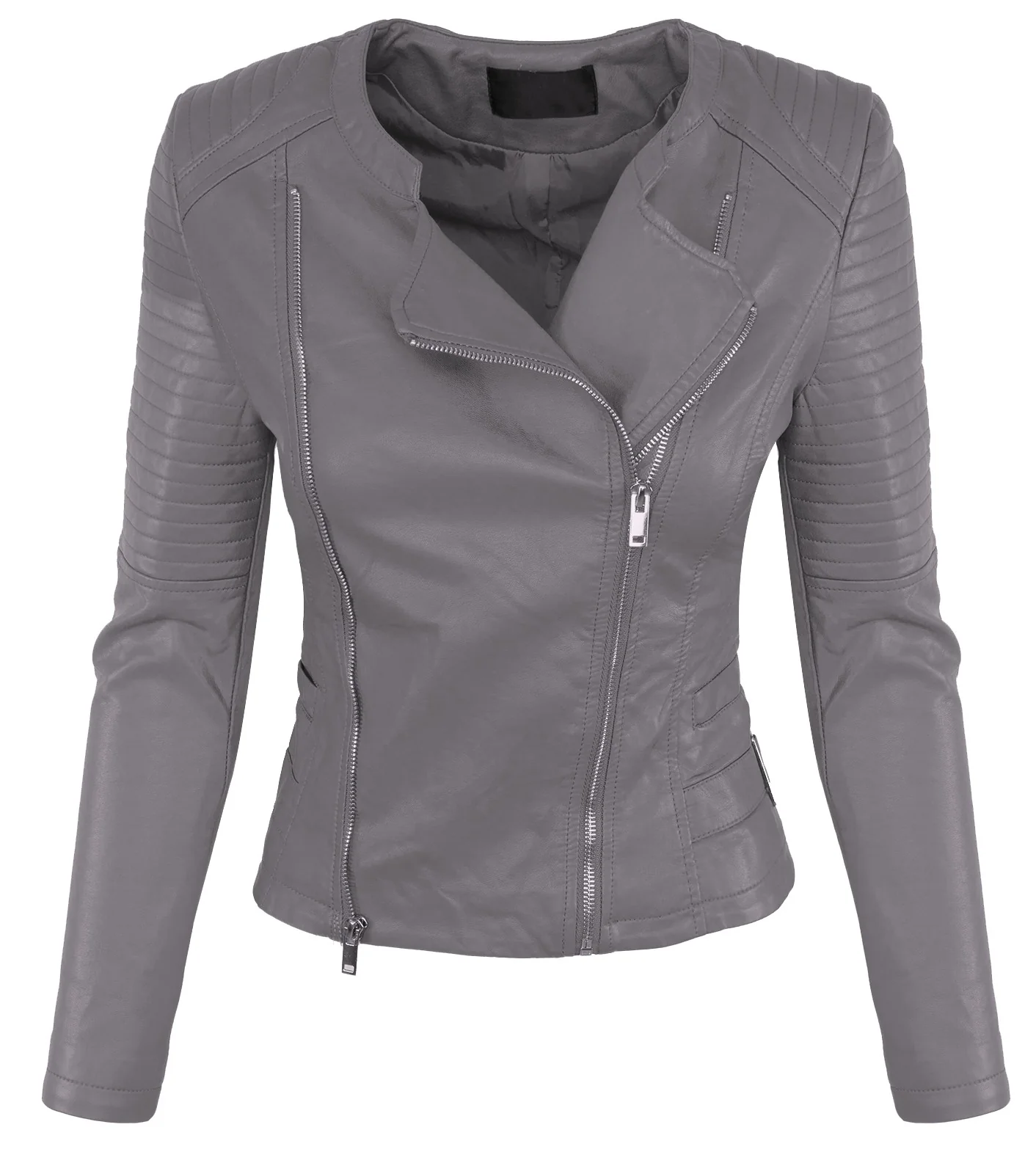 Damen Kunstleder Jacke Biker-Style D-392 - Image 3