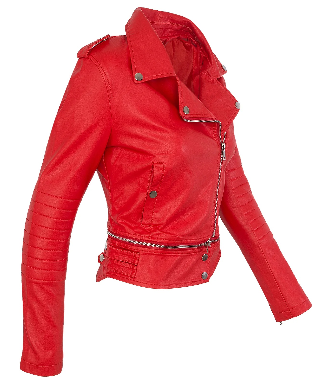 Damen Kunstleder Jacke Bikerstyle D-391 - Image 5