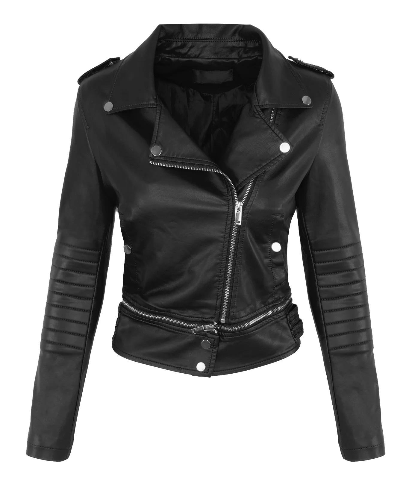 Damen Kunstleder Jacke Bikerstyle D-391 - Image 7