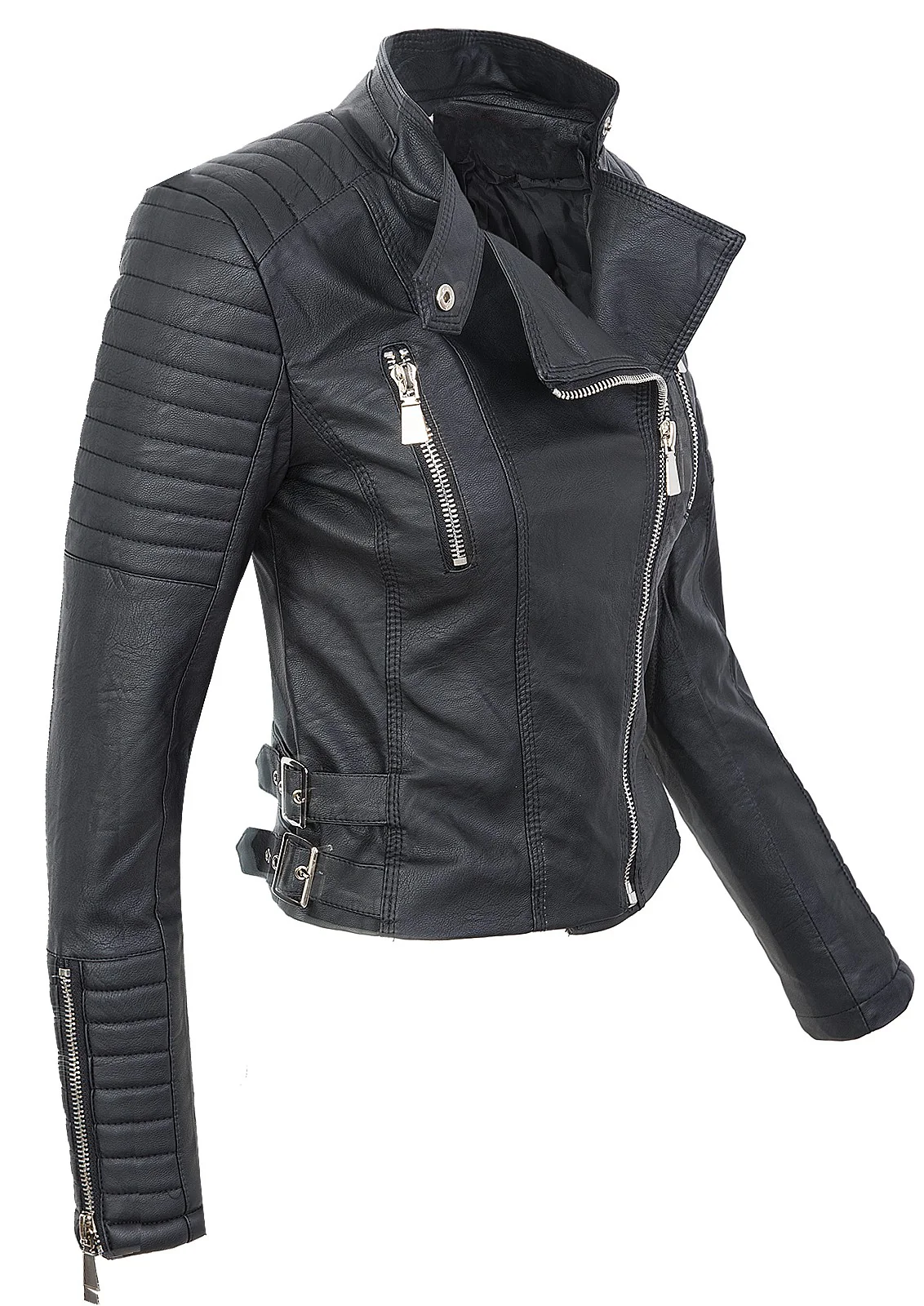 Damen Kunstlederjacke Biker-Style D-276 - Image 13