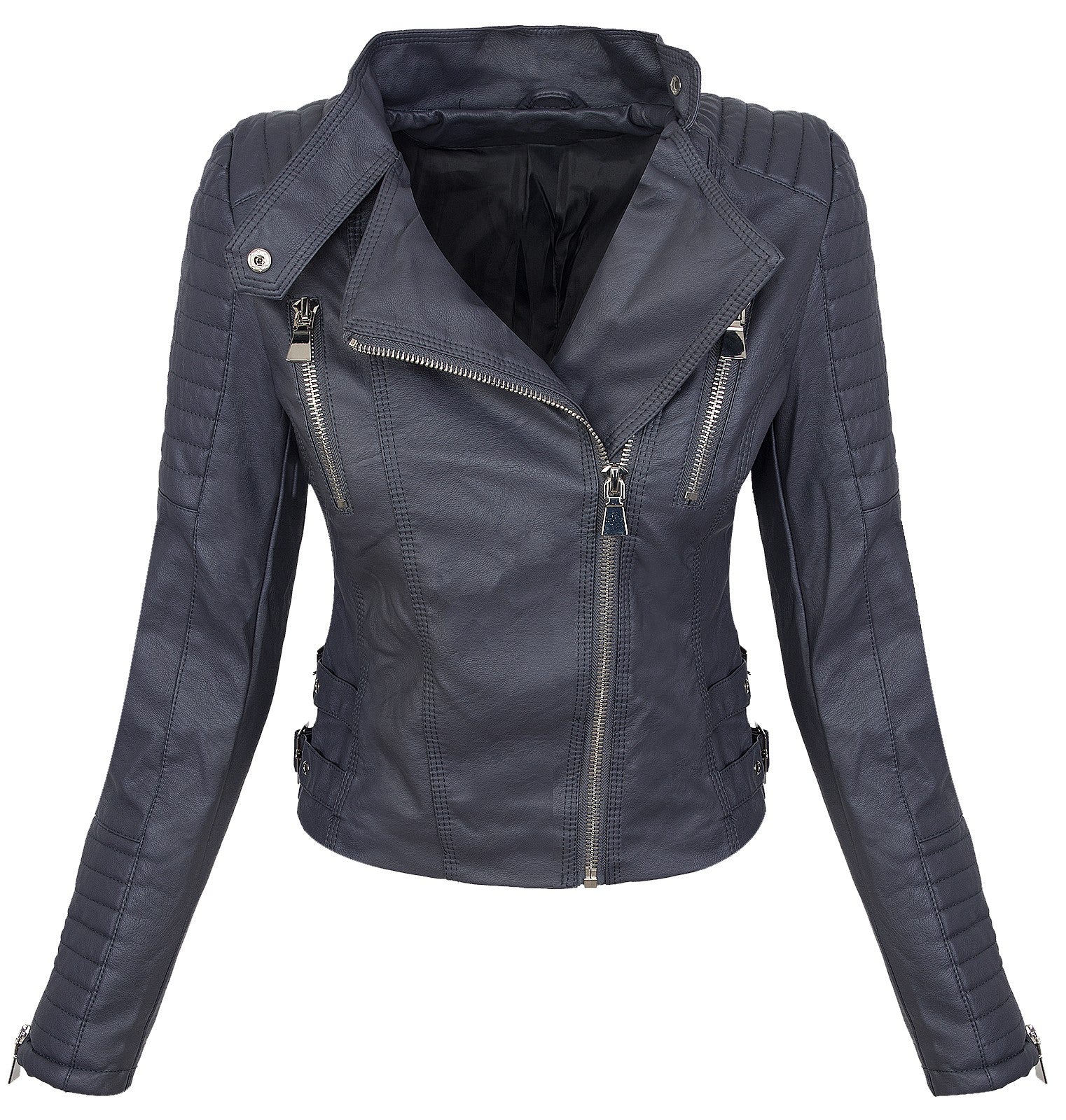 Damen Kunstlederjacke Biker-Style D-276 - Image 15