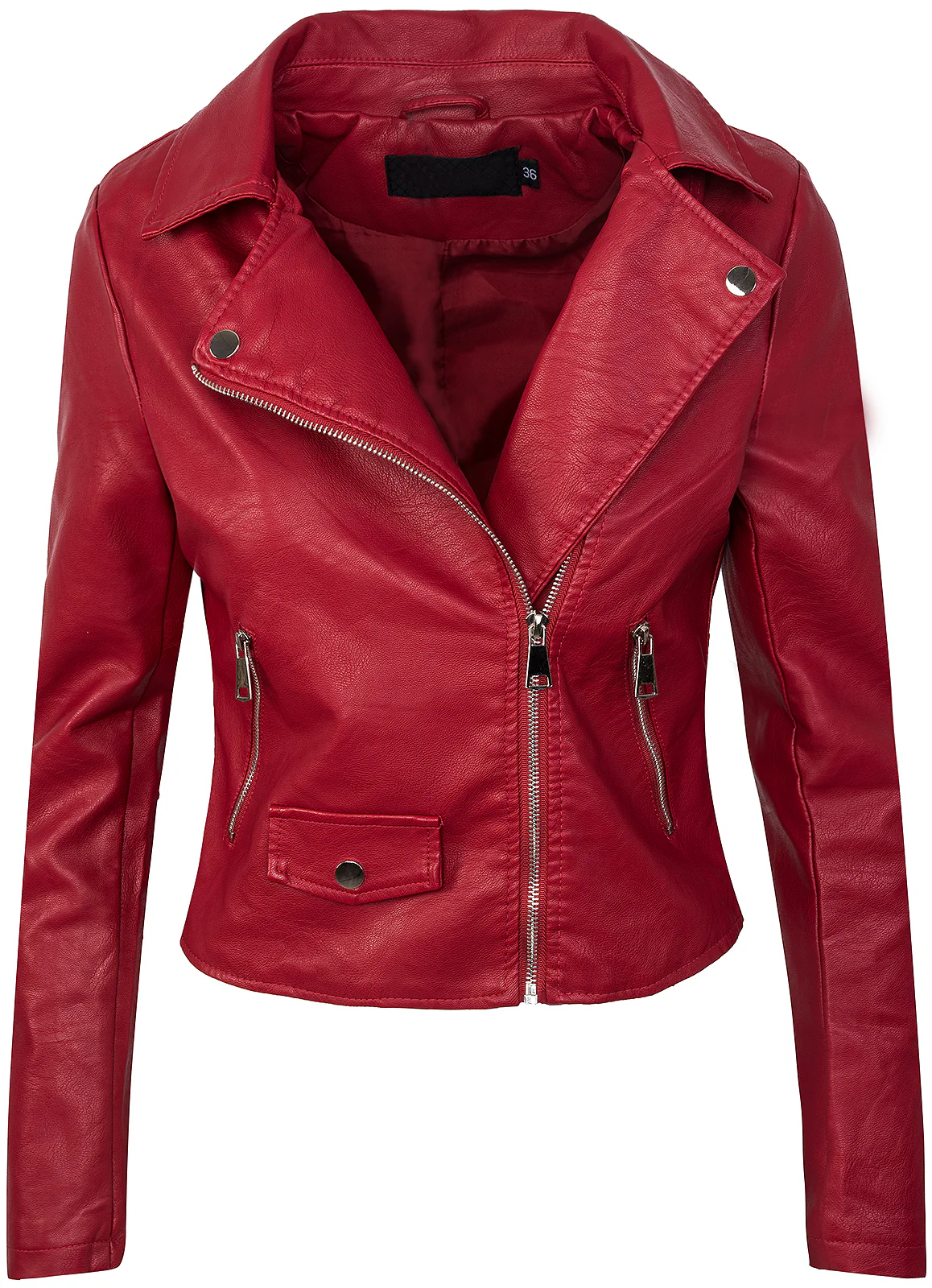 Damen Kunstlederjacke Biker-Style Reverskragen D-271 - Image 10