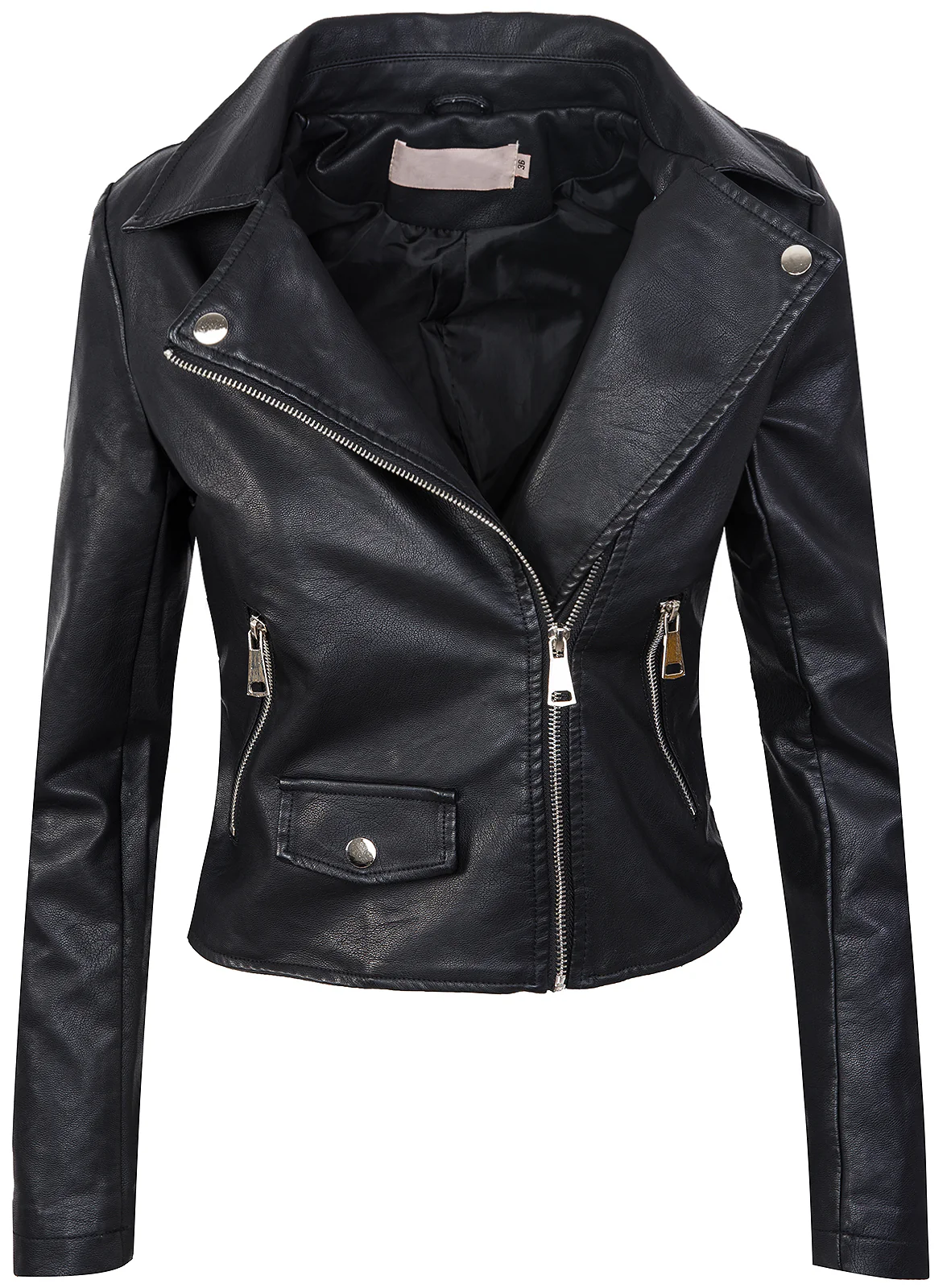 Damen Kunstlederjacke Biker-Style Reverskragen D-271 - Image 12