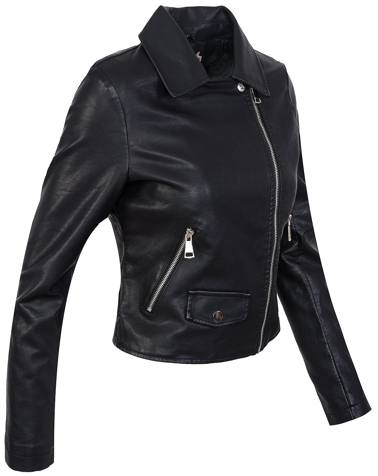 Damen Kunstlederjacke Biker-Style Reverskragen D-271 - Image 13