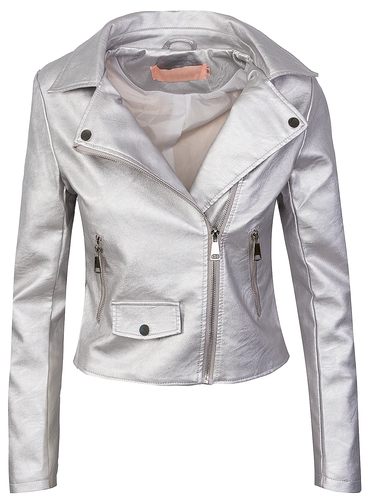 Damen Kunstlederjacke Biker-Style Reverskragen D-271 - Image 15