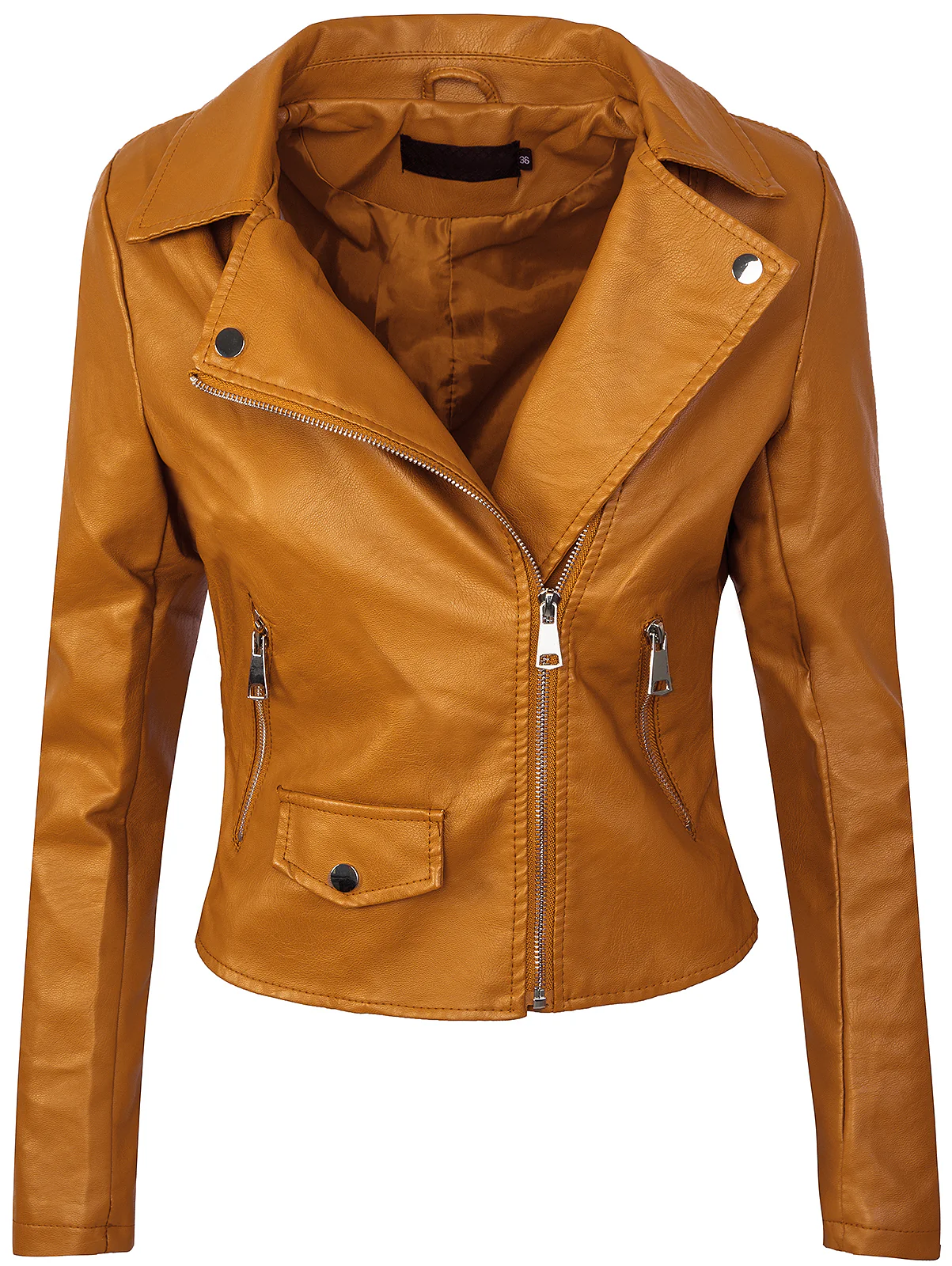 Damen Kunstlederjacke Biker-Style Reverskragen D-271 - Image 3