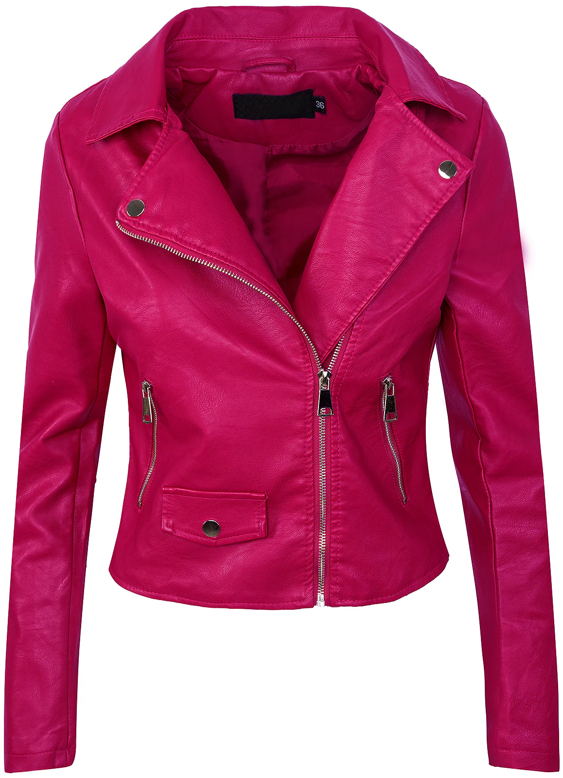 Damen Kunstlederjacke Biker-Style Reverskragen D-271 - Image 4