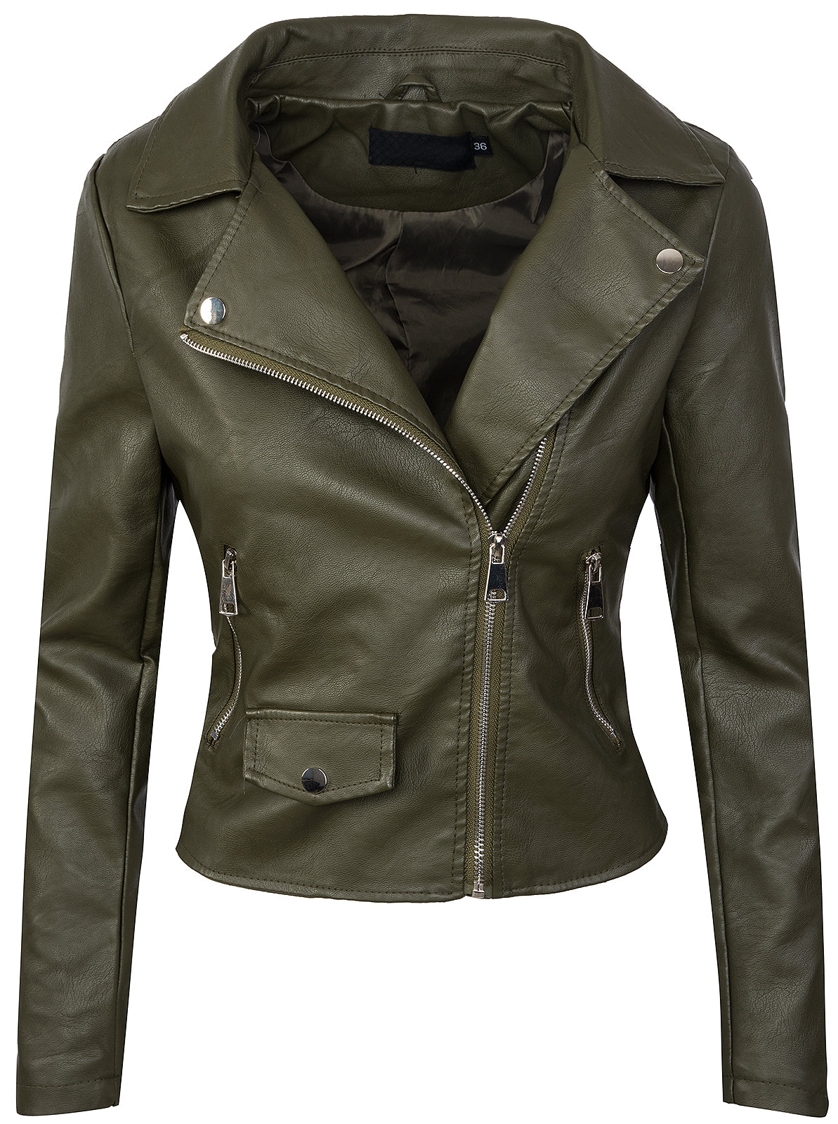 Damen Kunstlederjacke Biker-Style Reverskragen D-271 - Image 7