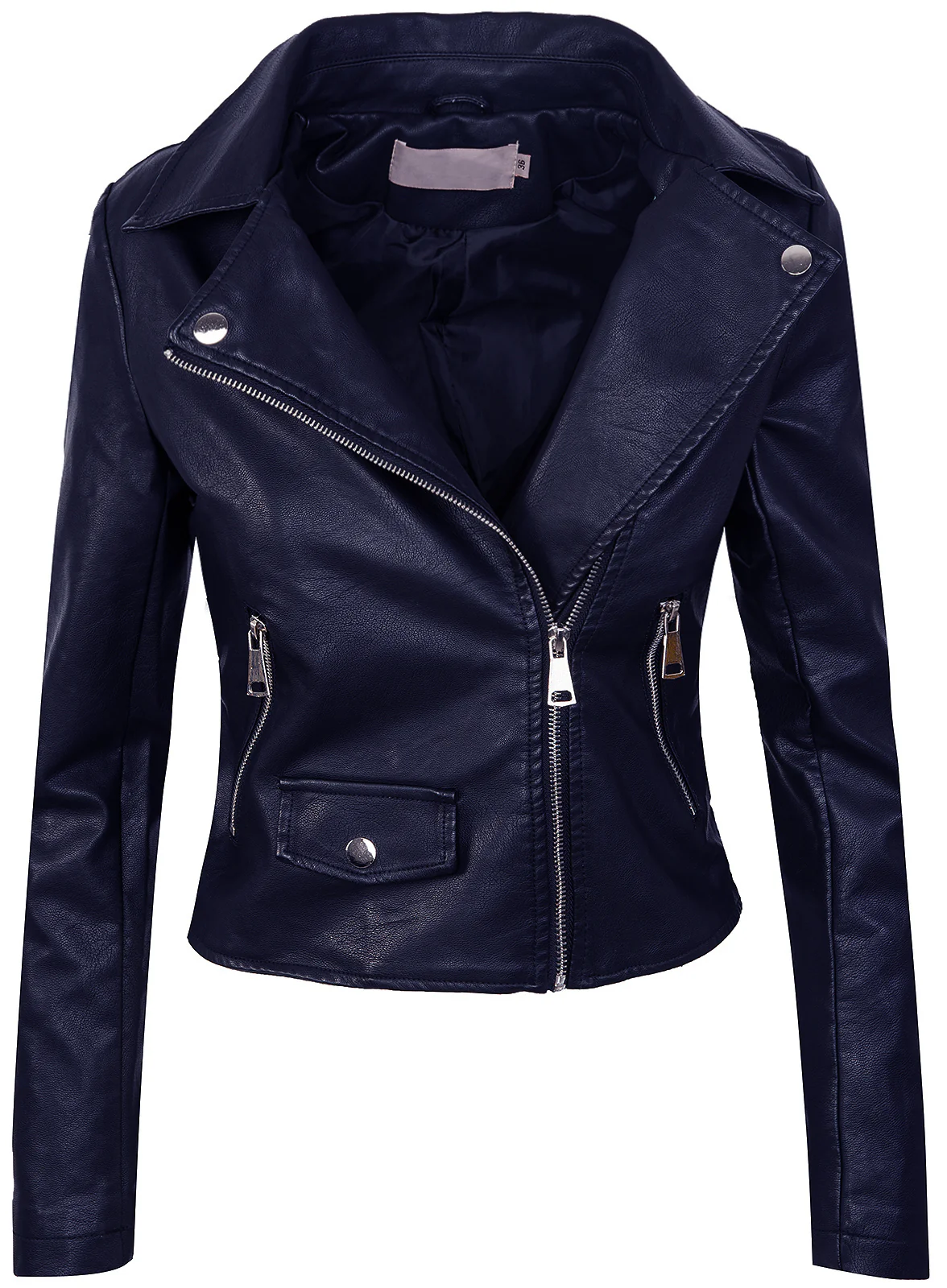 Damen Kunstlederjacke Biker-Style Reverskragen D-271 - Image 8