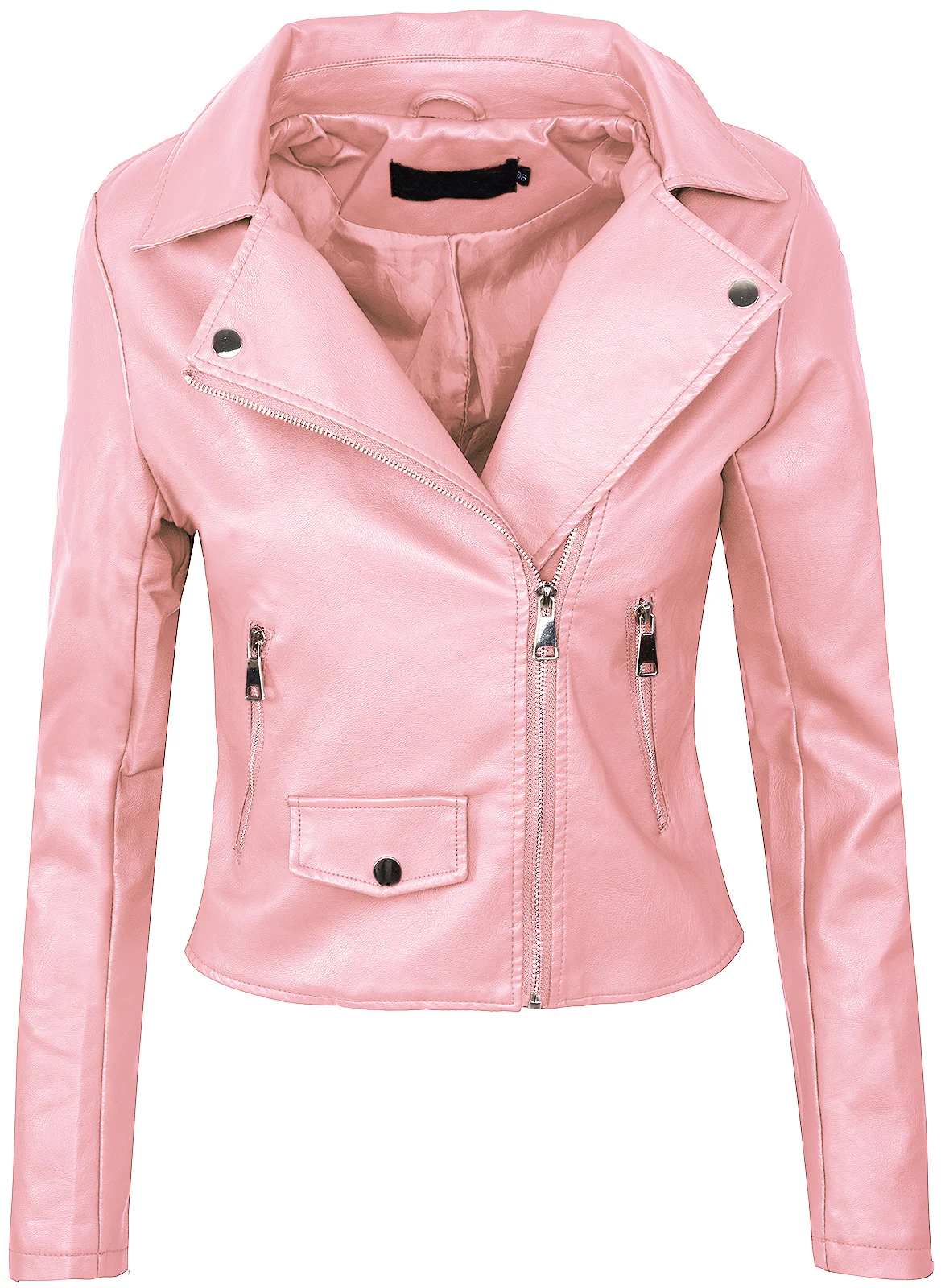 Damen Kunstlederjacke Biker-Style Reverskragen D-271 - Image 9