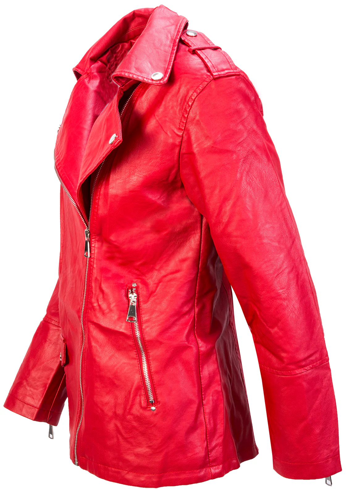 Damen Kunstlederjacke Kurzmantel Reverskragen D-416 - Image 2