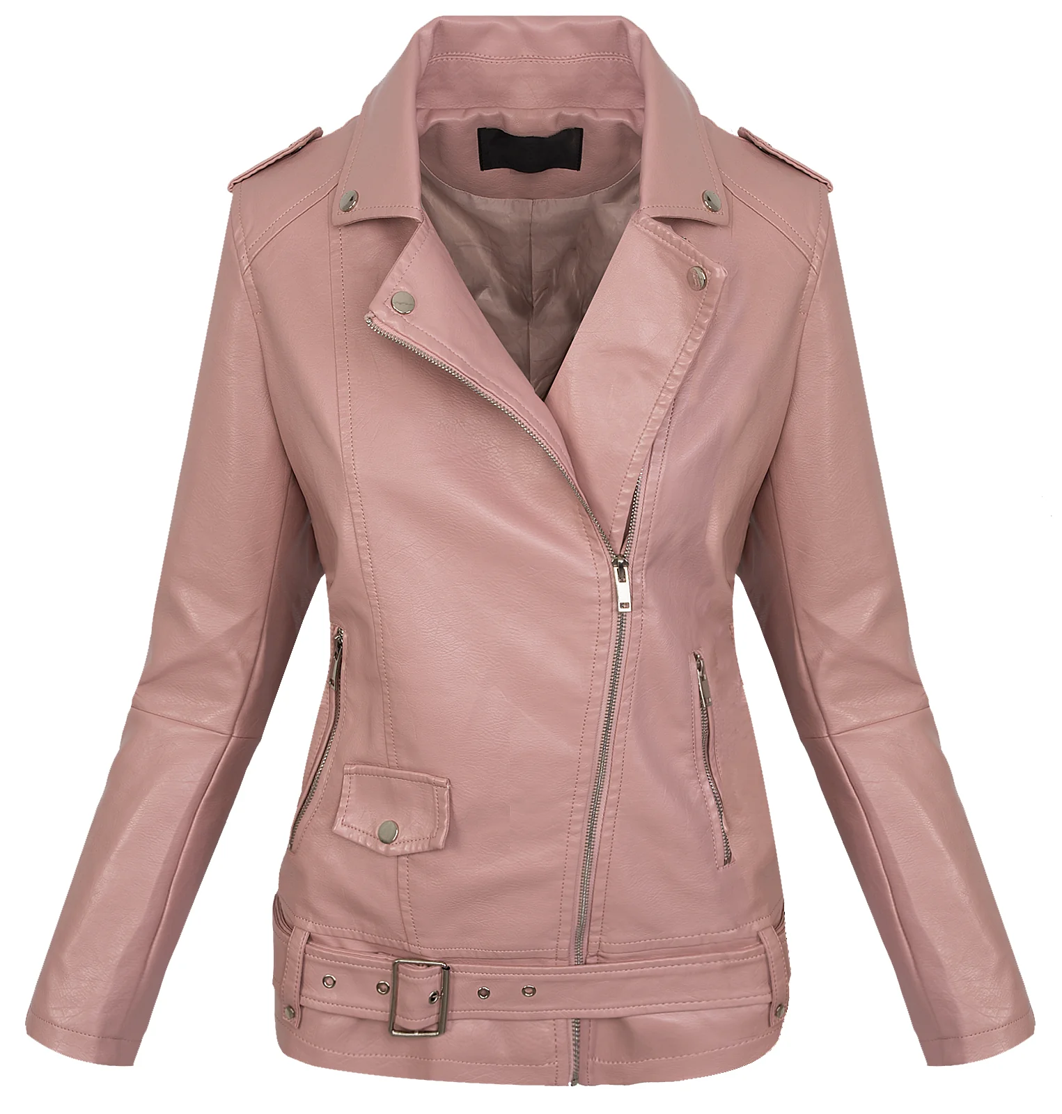 Damen Kunstlederjacke mit Gürtel D-363 - Image 3