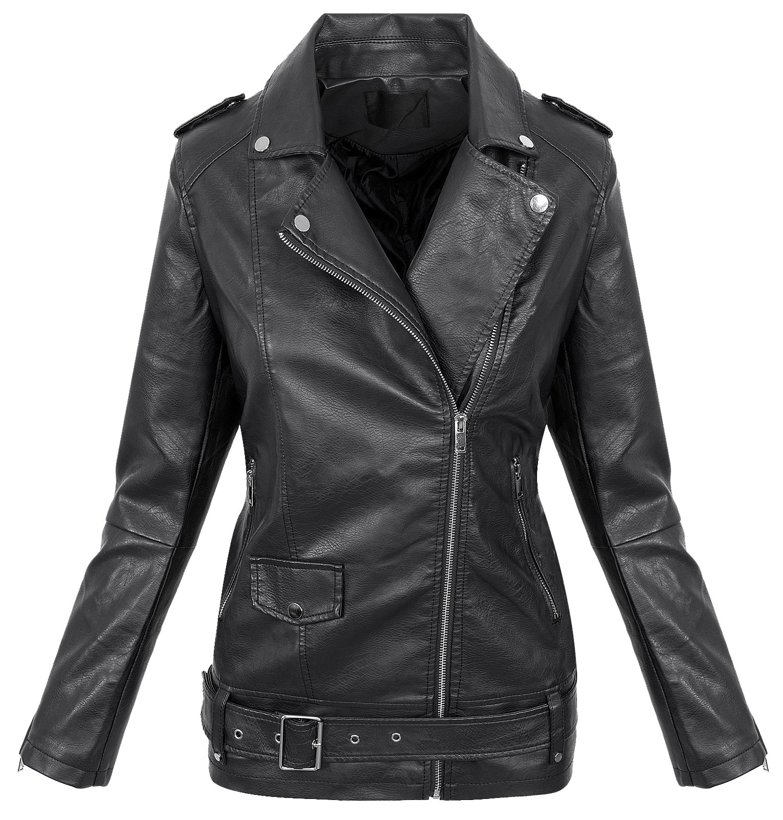 Damen Kunstlederjacke mit Gürtel D-363 - Image 4