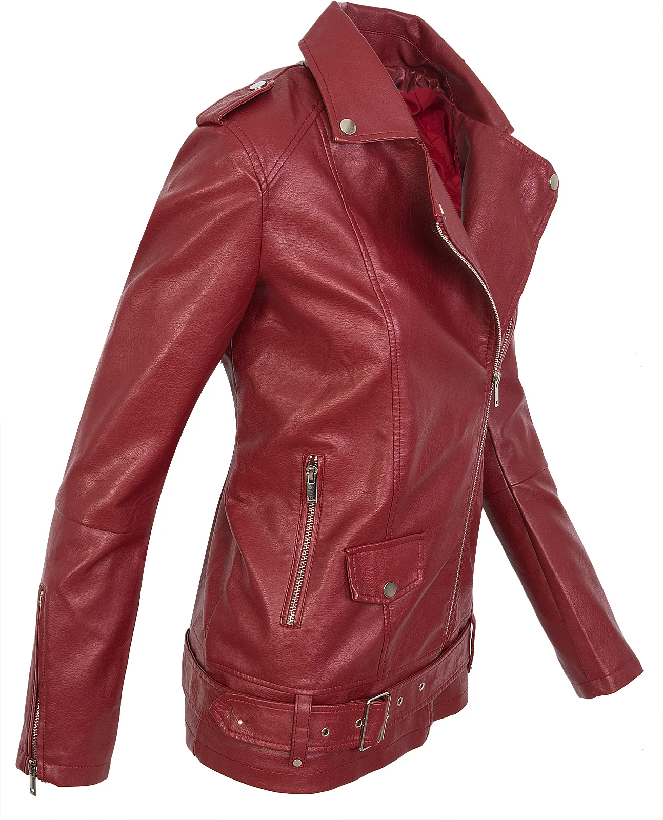Damen Kunstlederjacke mit Gürtel D-363 - Image 6