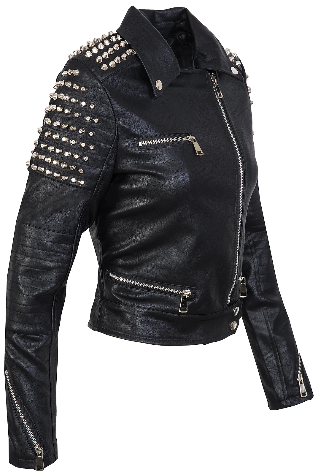Damen Kunstlederjacke mit Nieten D-265 - Image 3