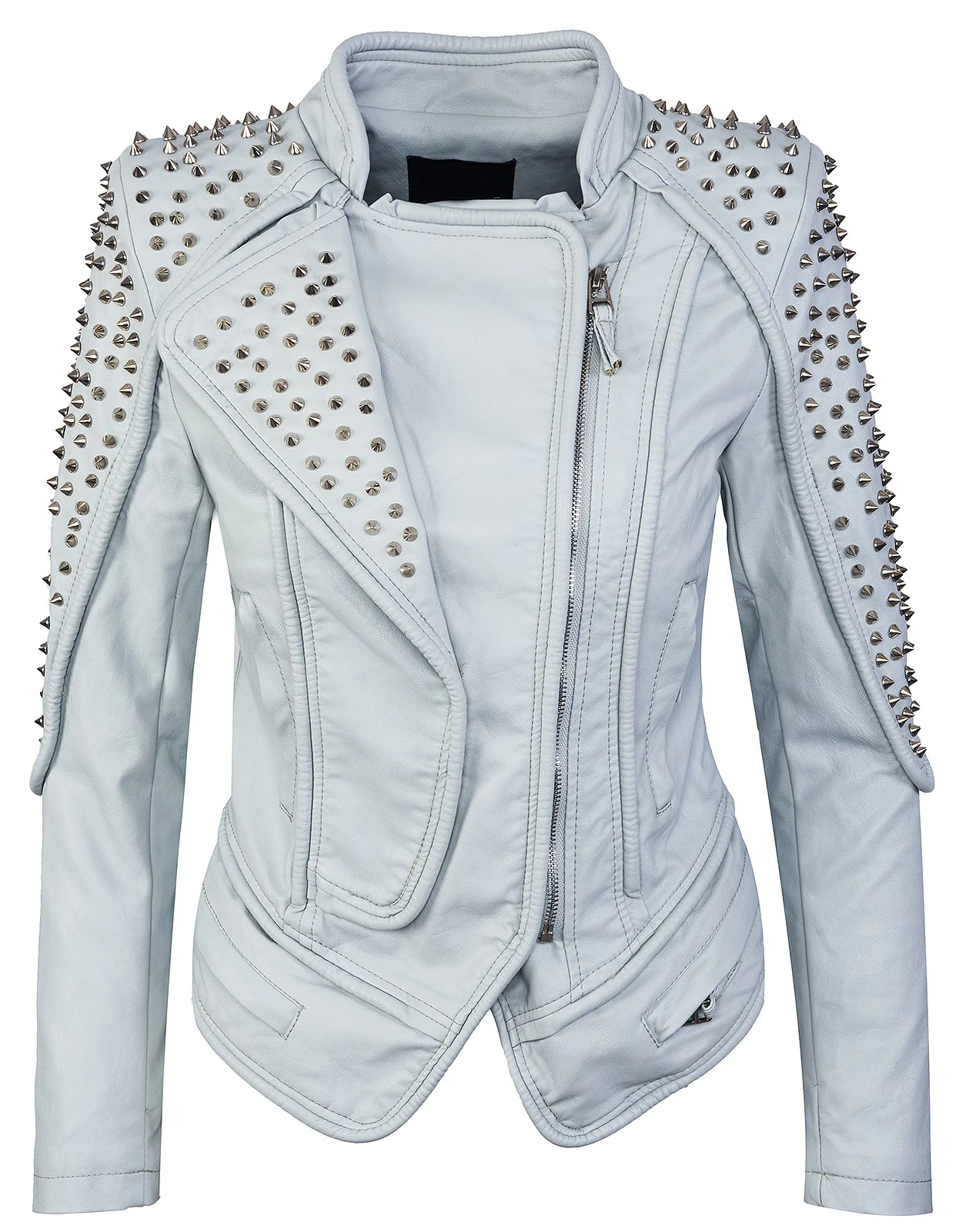Damen Kunstlederjacke mit Nieten D-274