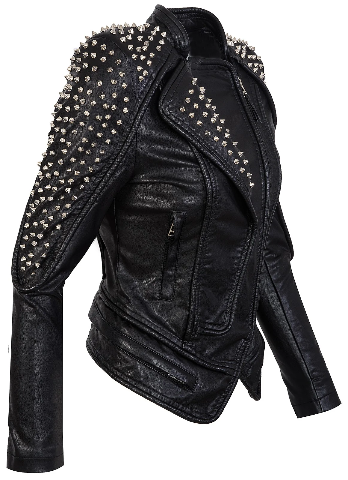 Damen Kunstlederjacke mit Nieten D-274 - Image 4