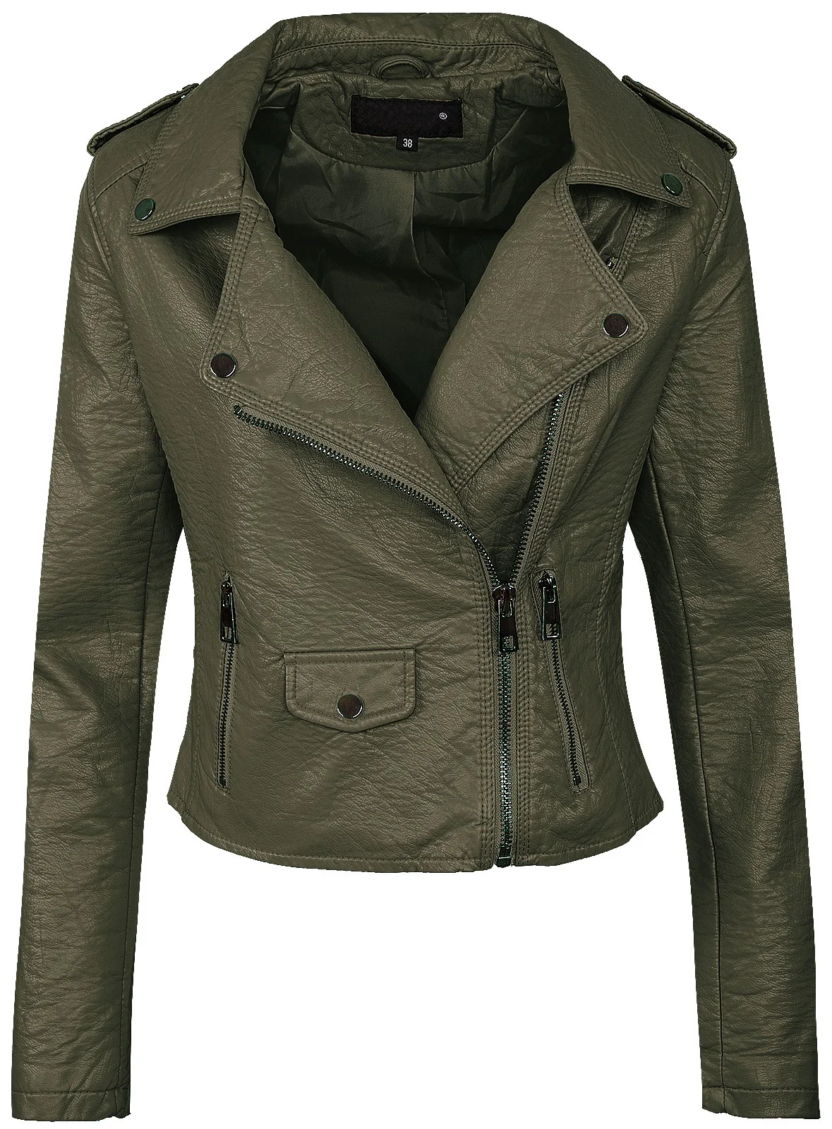 Damen Kunstlederjacke mit Reverskragen D-286 - Image 4