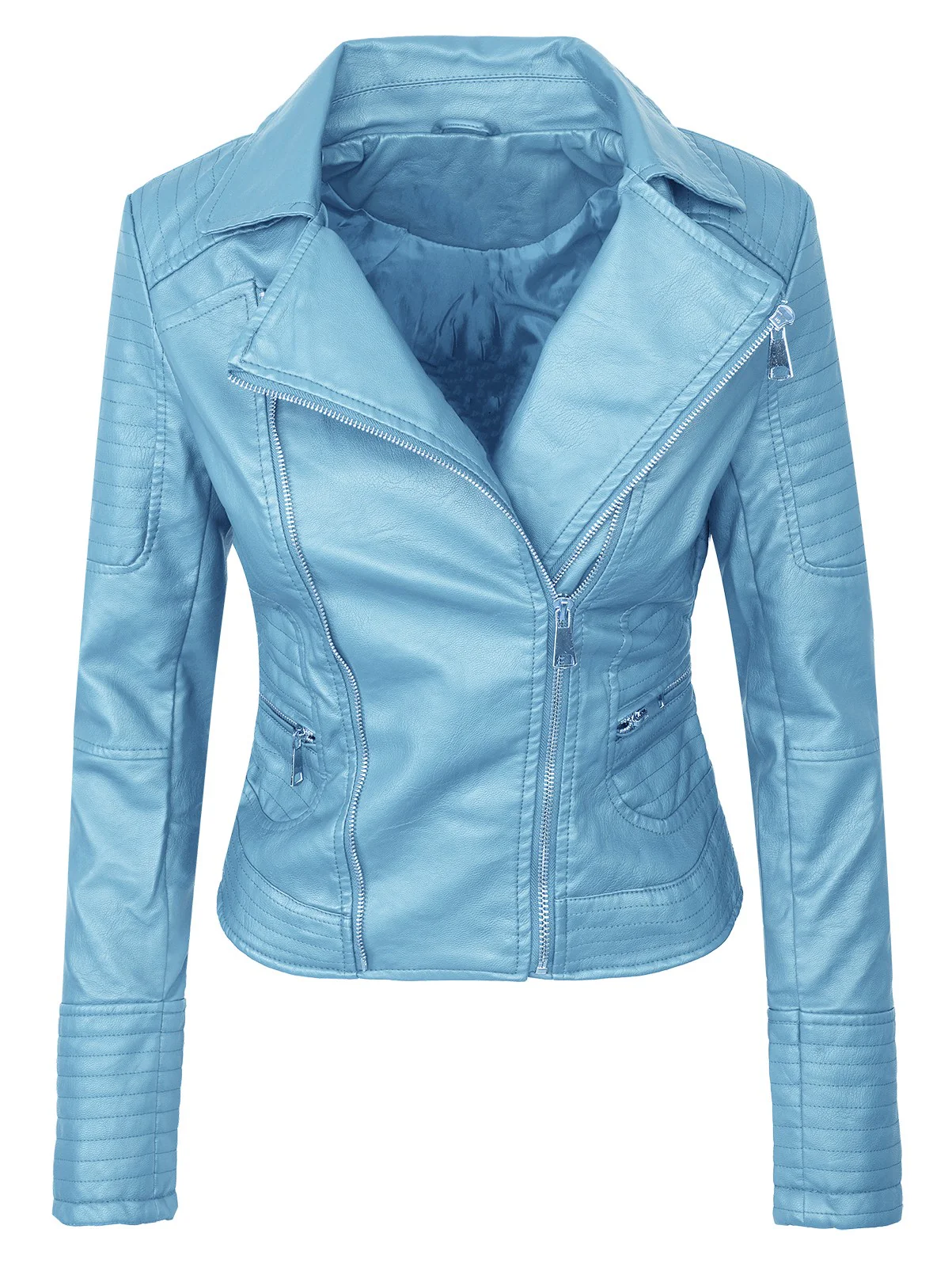 Damen Kunstlederjacke mit Reverskragen D-287