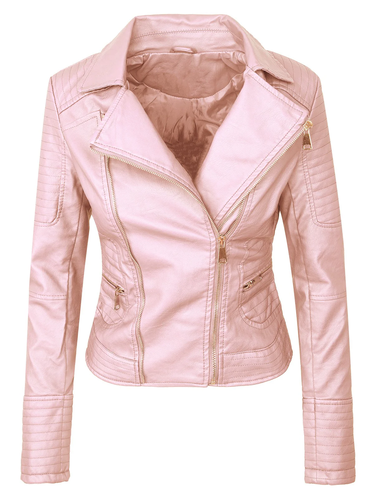 Damen Kunstlederjacke mit Reverskragen D-287 - Image 6