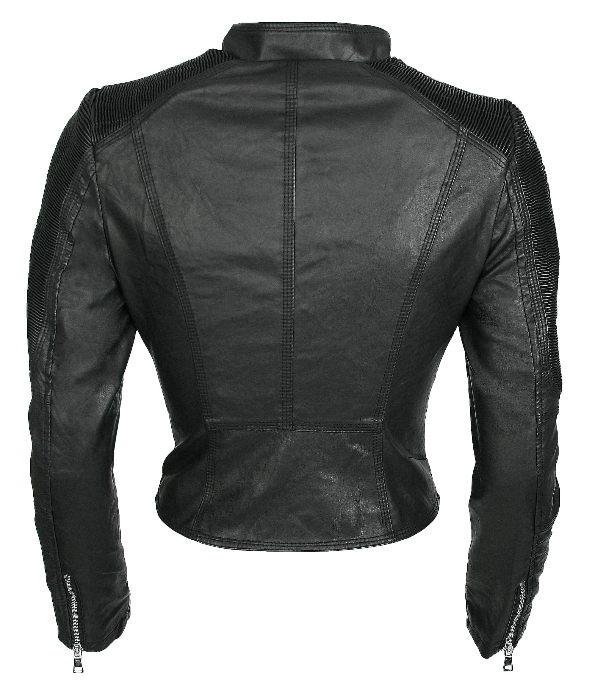 Damen Kunstlederjacke mit Stehkragen V-513 - Image 3