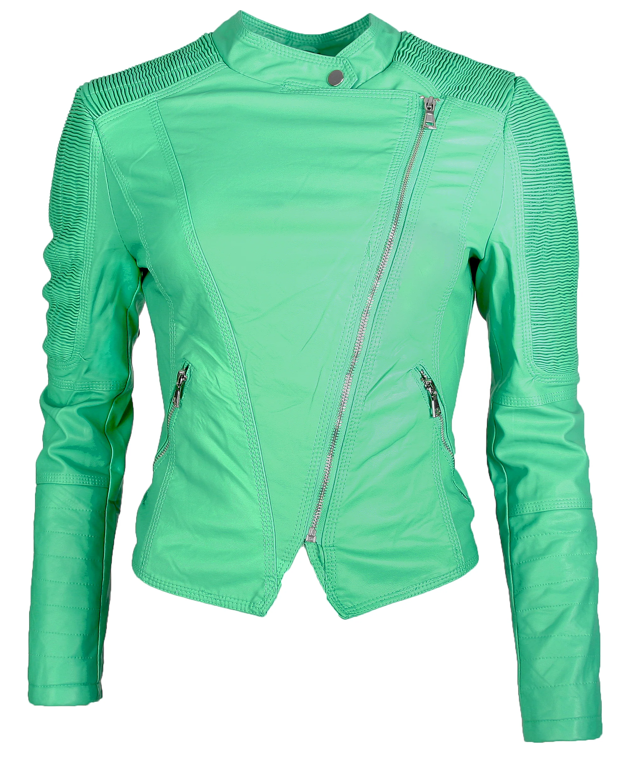 Damen Kunstlederjacke mit Stehkragen V-513 - Image 4