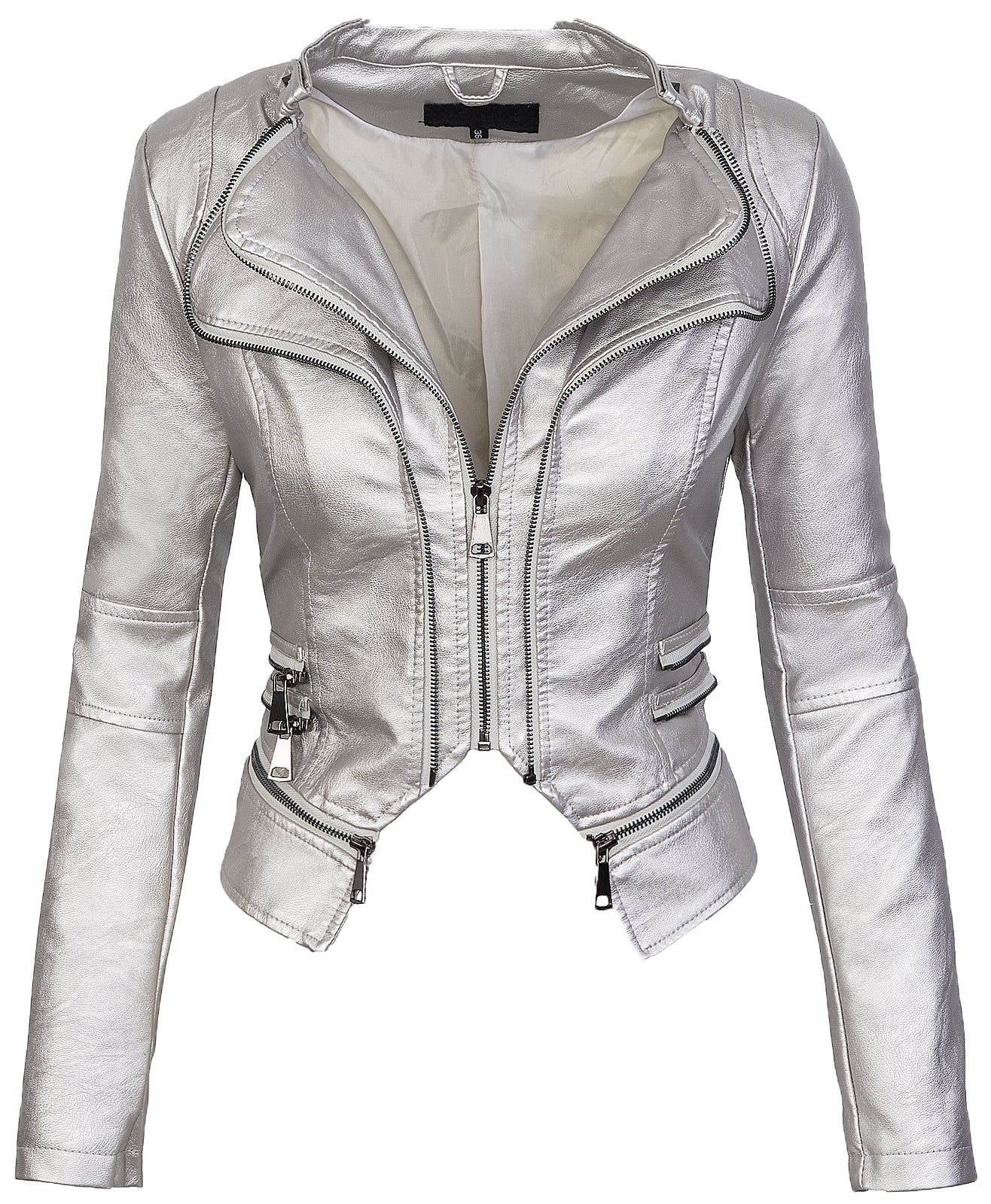 Damen Kunstlederjacke mit Wasserfallkragen D-212 - Image 10