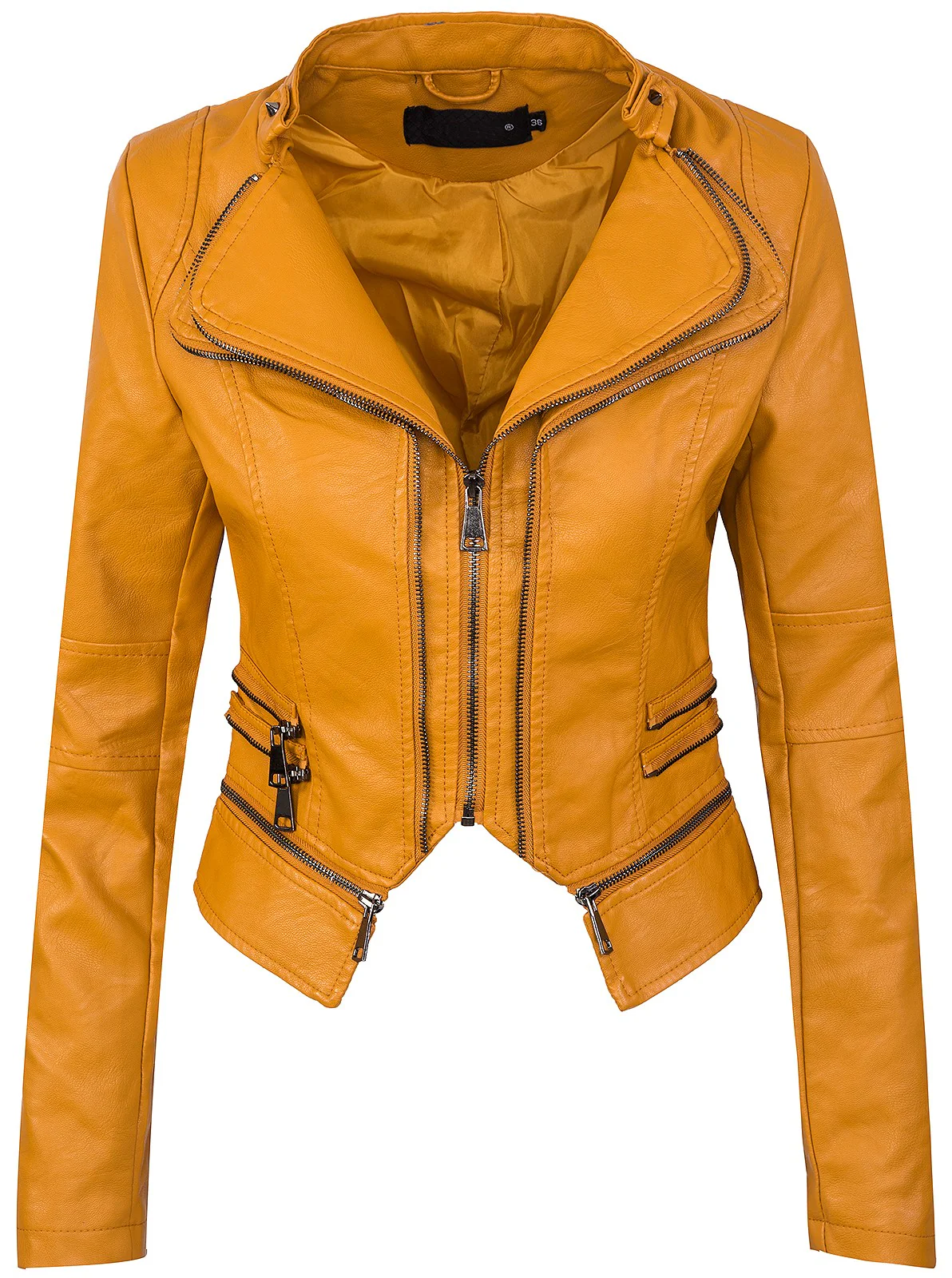 Damen Kunstlederjacke mit Wasserfallkragen D-212 - Image 3